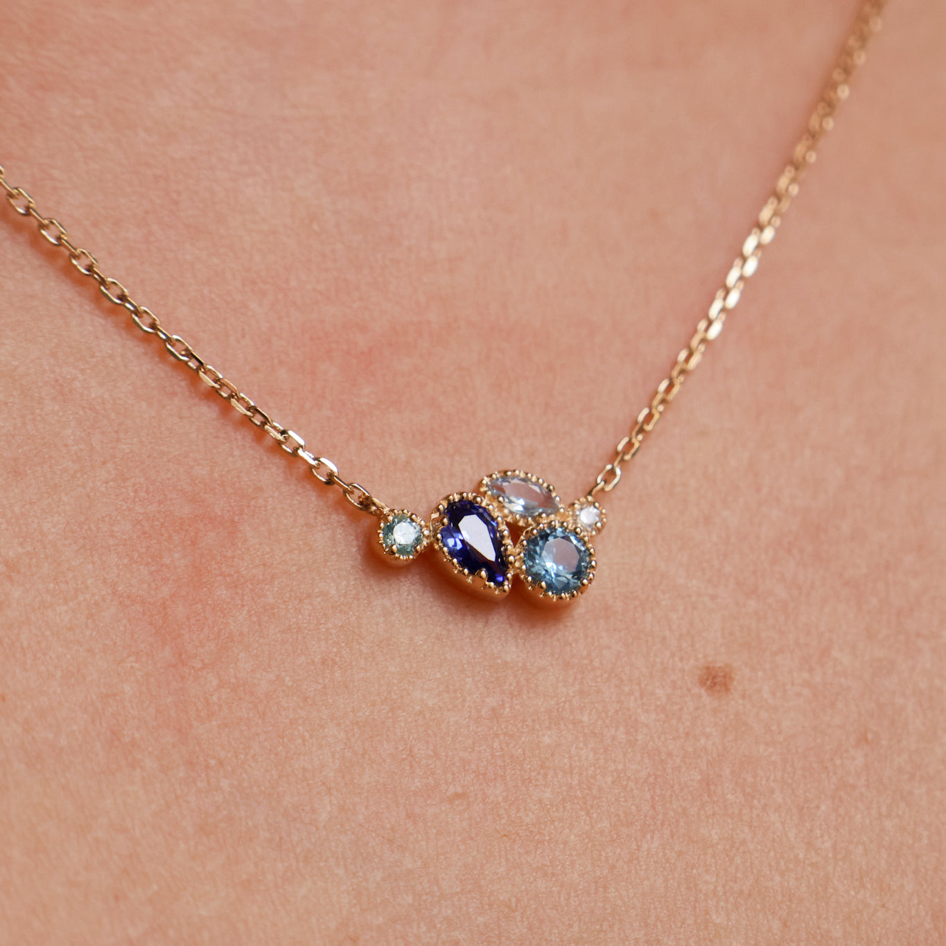 Anya chain necklace blue zircons gold-plated