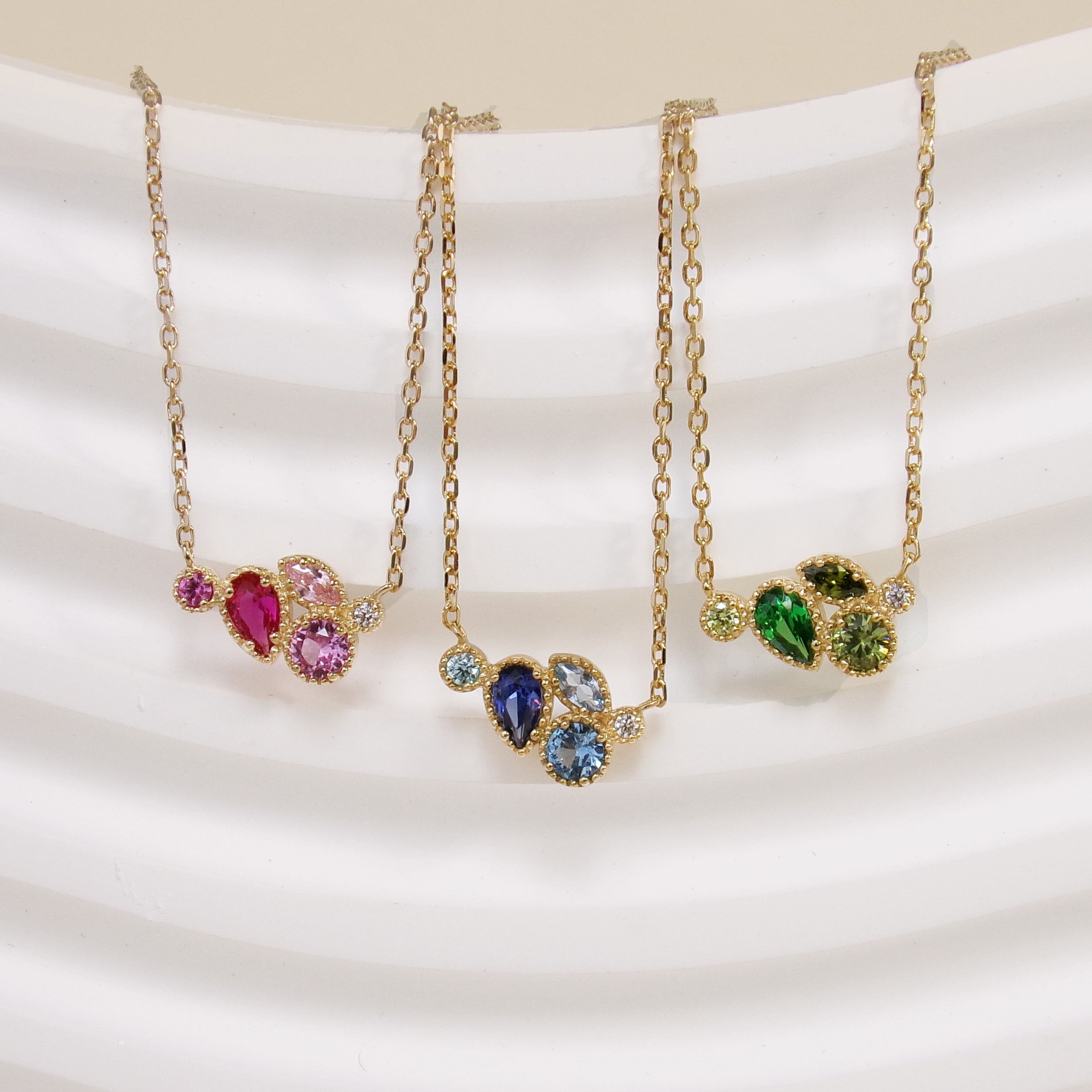 Anya chain necklace blue zircons gold-plated