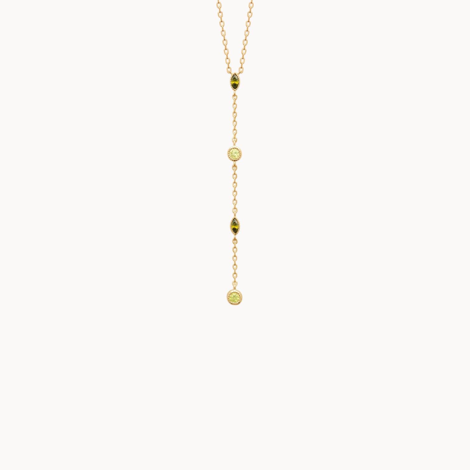 Bahia tie chain necklace white and green zircons gold-plated
