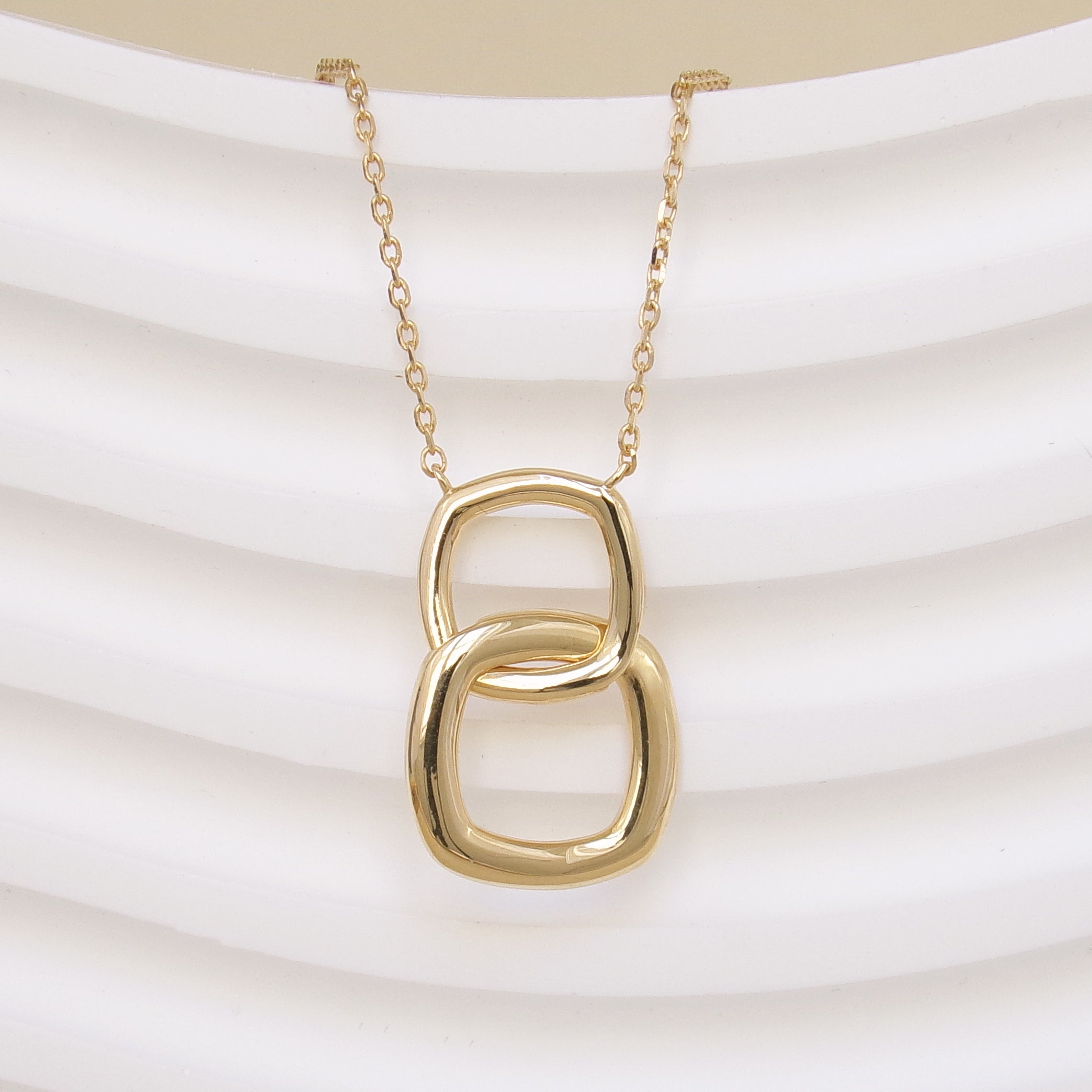 Gold-plated rounded square geometric shapes Zina necklace
