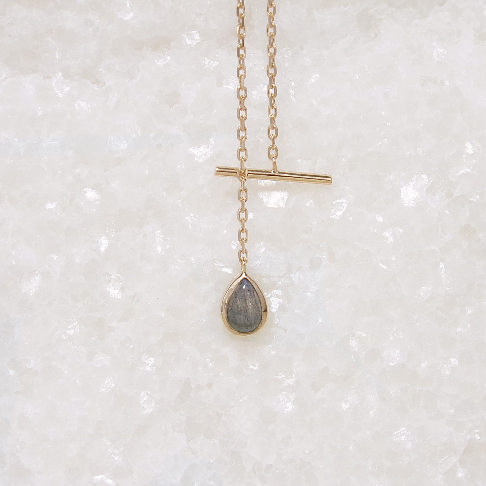 Saphira tie chain necklace Labradorite teardrop gold-plated
