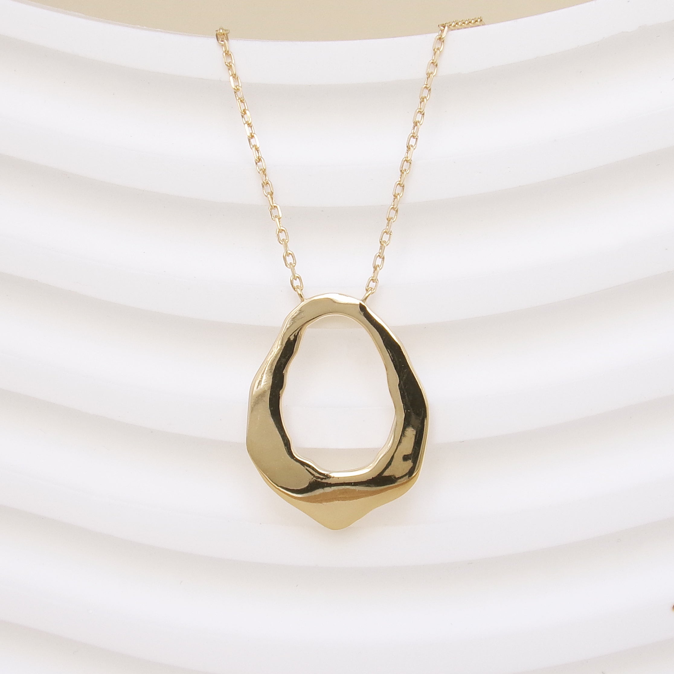 Gold Plated Irregular Oval Ring Kalani Necklace