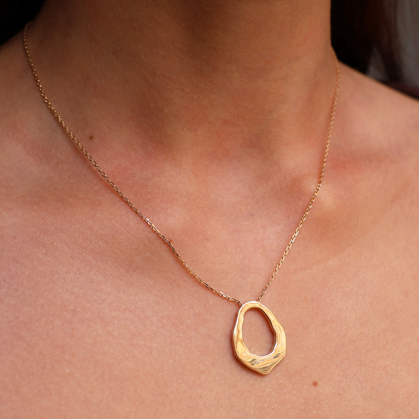 Gold Plated Irregular Oval Ring Kalani Necklace