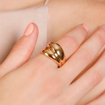 Hana ‘You & I’ wide ring gold plated
