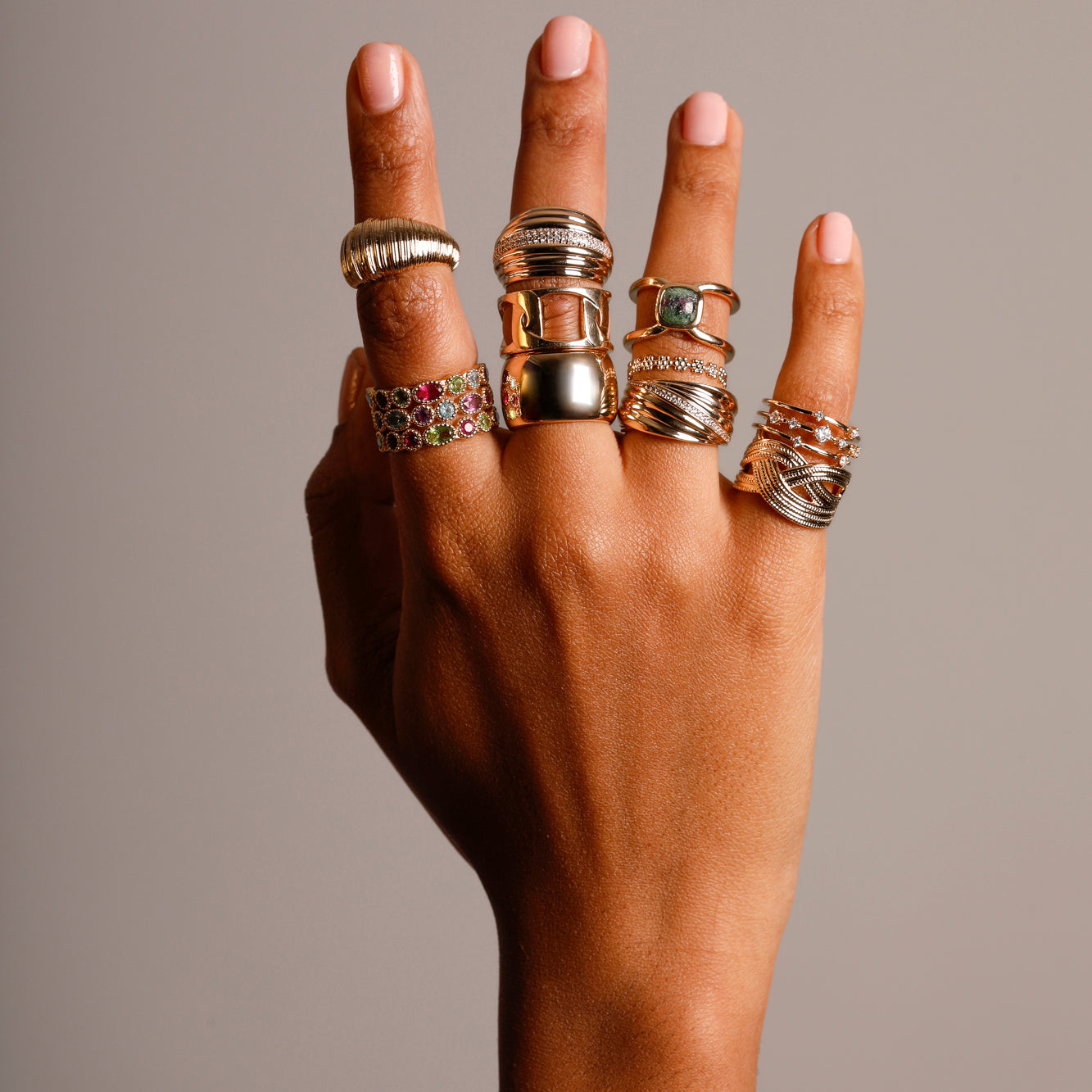 Elia ring square zoisite Ruby gold plated