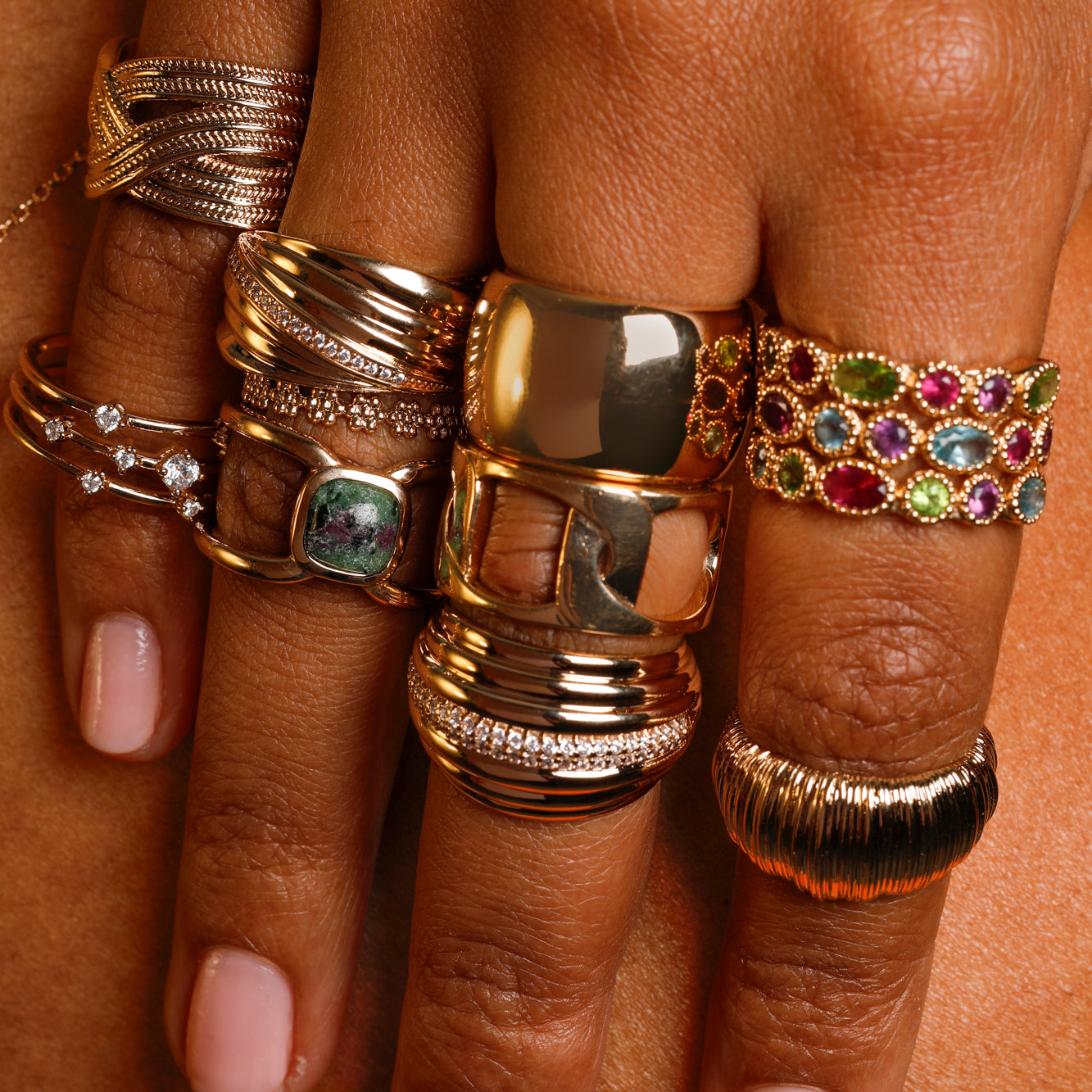 Oria ring large domed gold plated