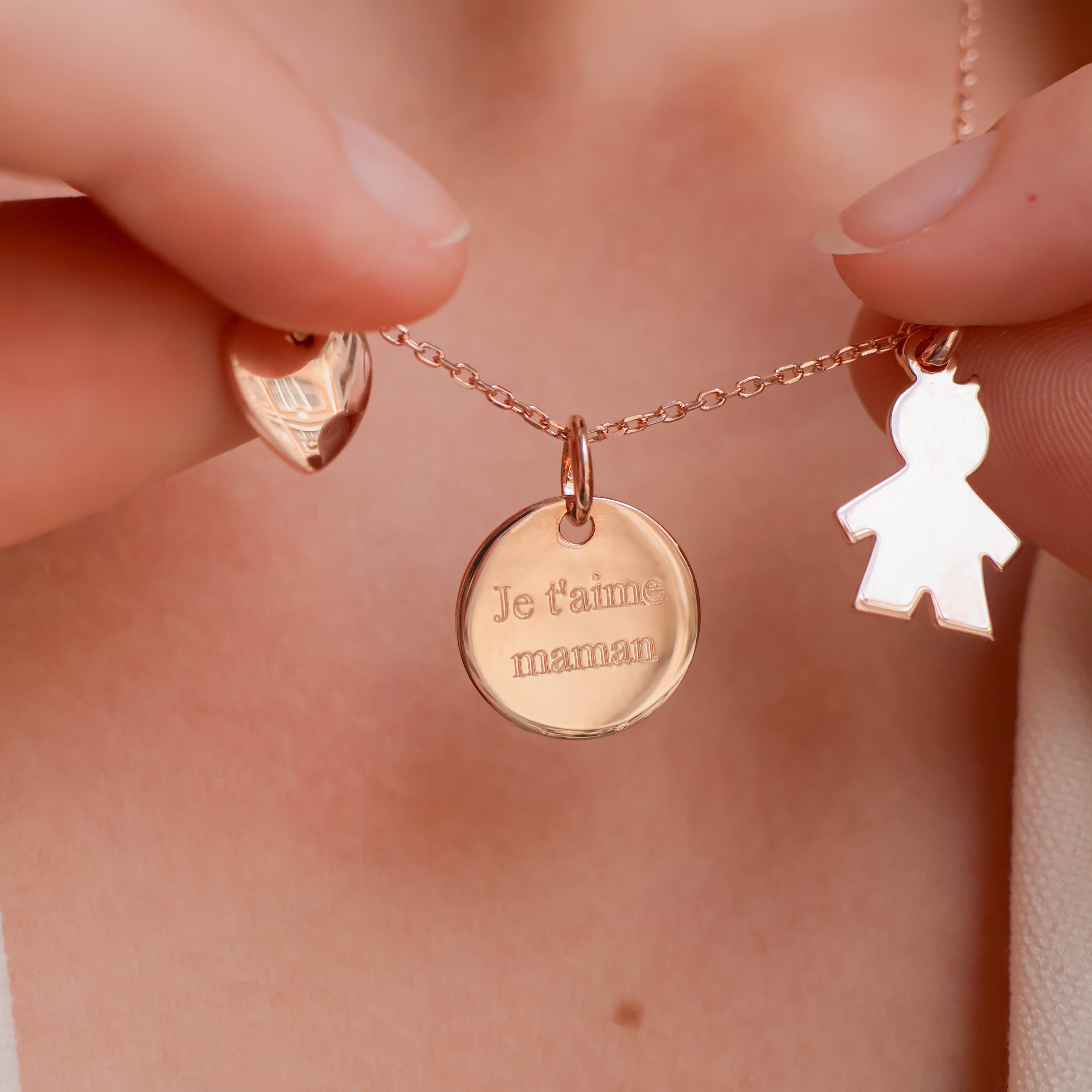 Pendentif silhouette Garçon 17mm plaqué or rose