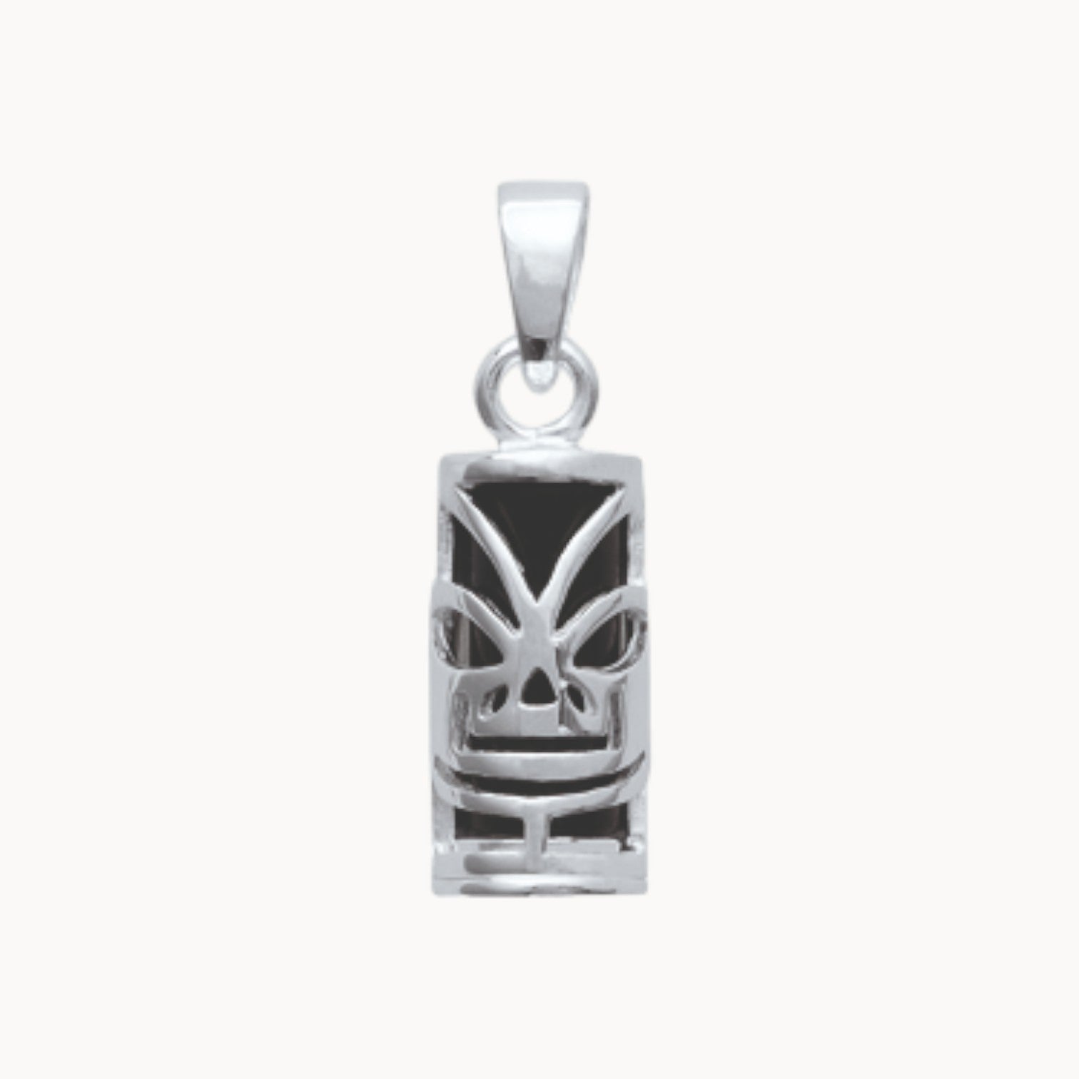 Polynesian Tiki pendant 5x10mm with silver onyx
