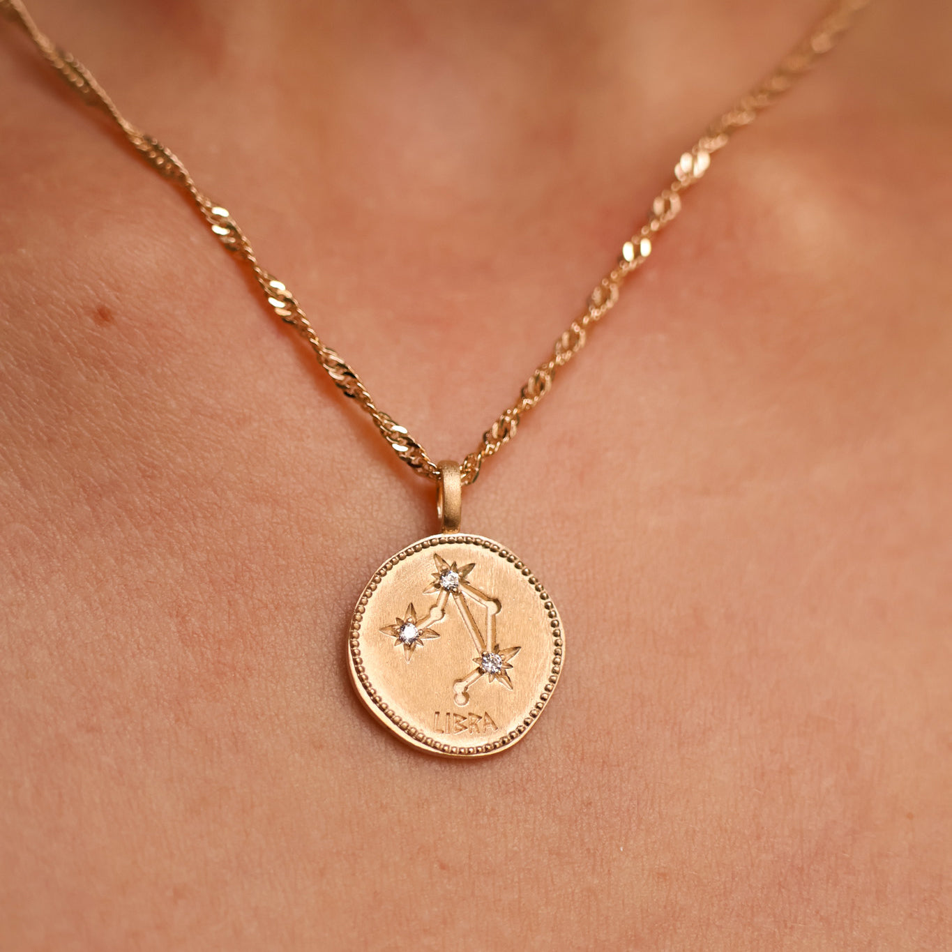 Libra constellation medal pendant gold-plated