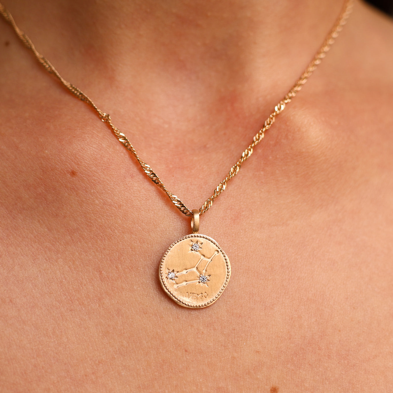 Virgo constellation medal pendant gold-plated
