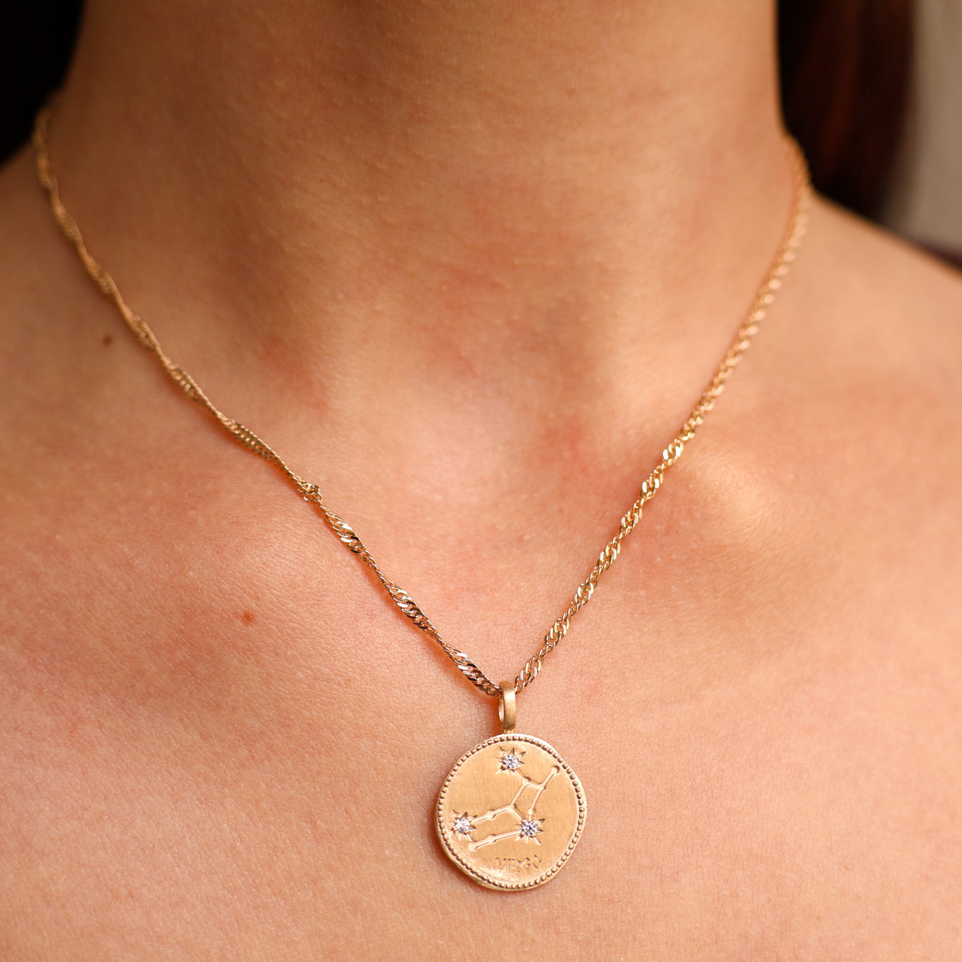Virgo constellation medal pendant gold-plated