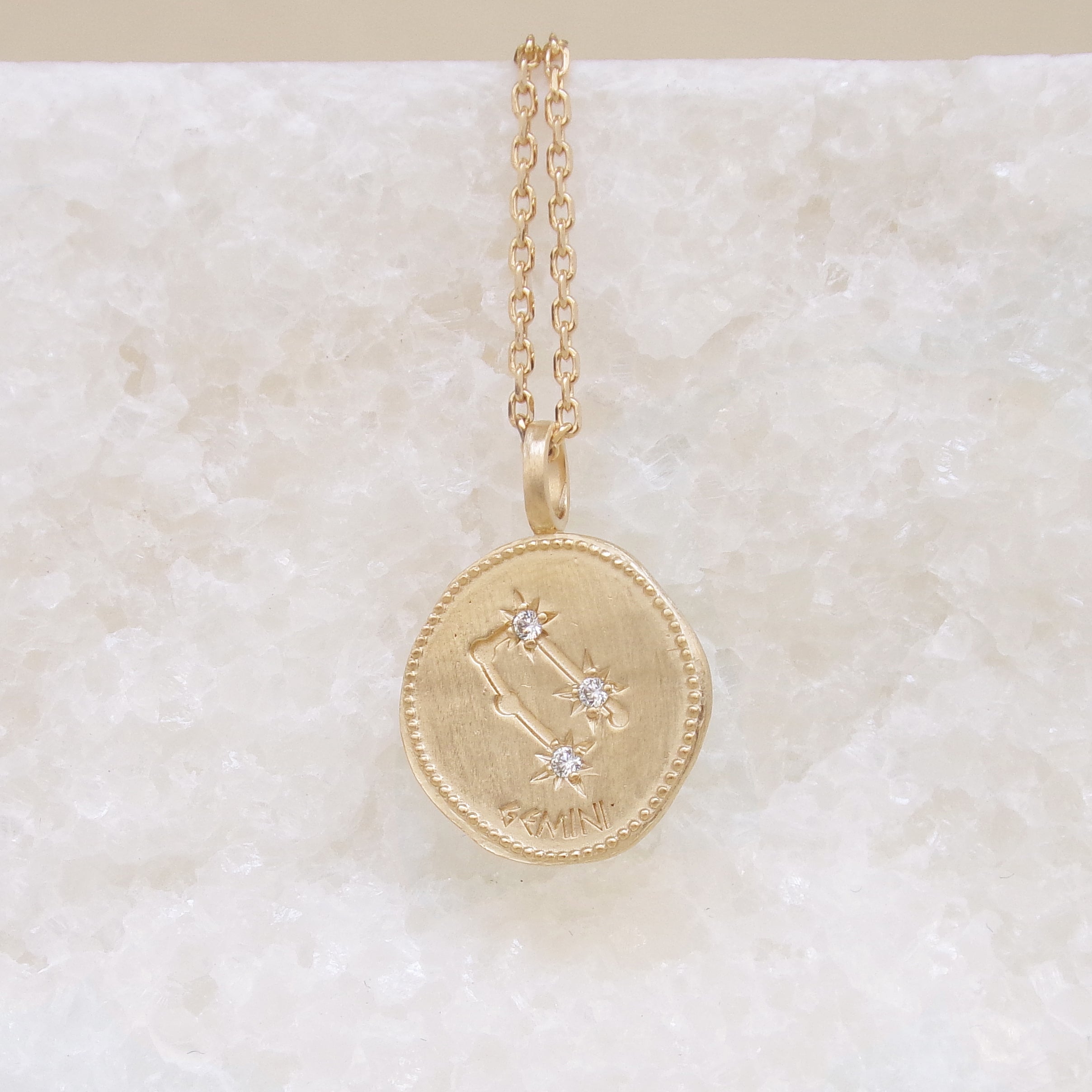Gemini constellation medal pendant gold-plated