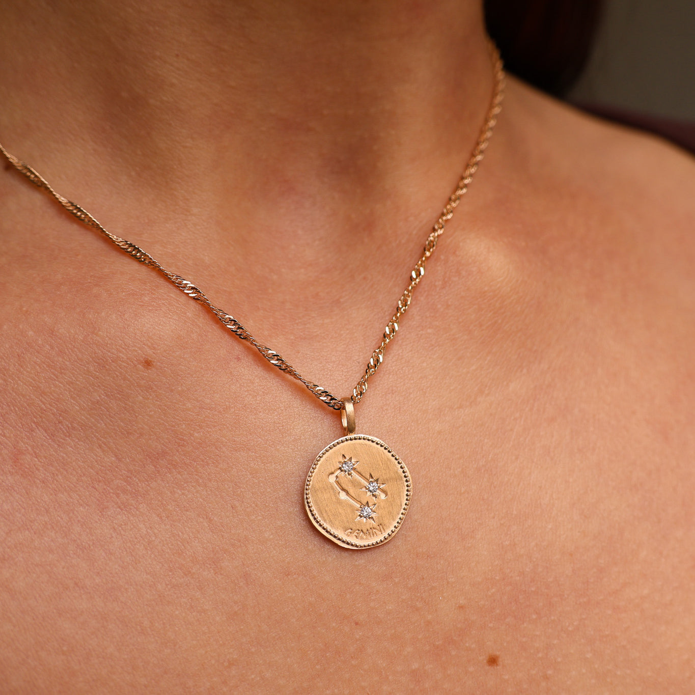 Gemini constellation medal pendant gold-plated