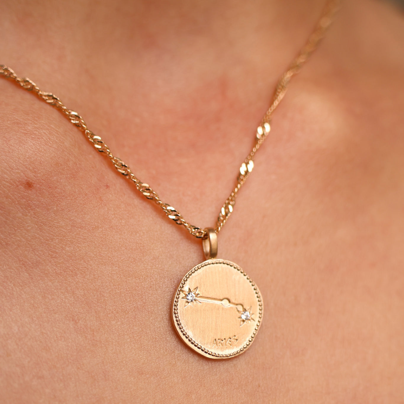 Aries constellation medal pendant gold-plated