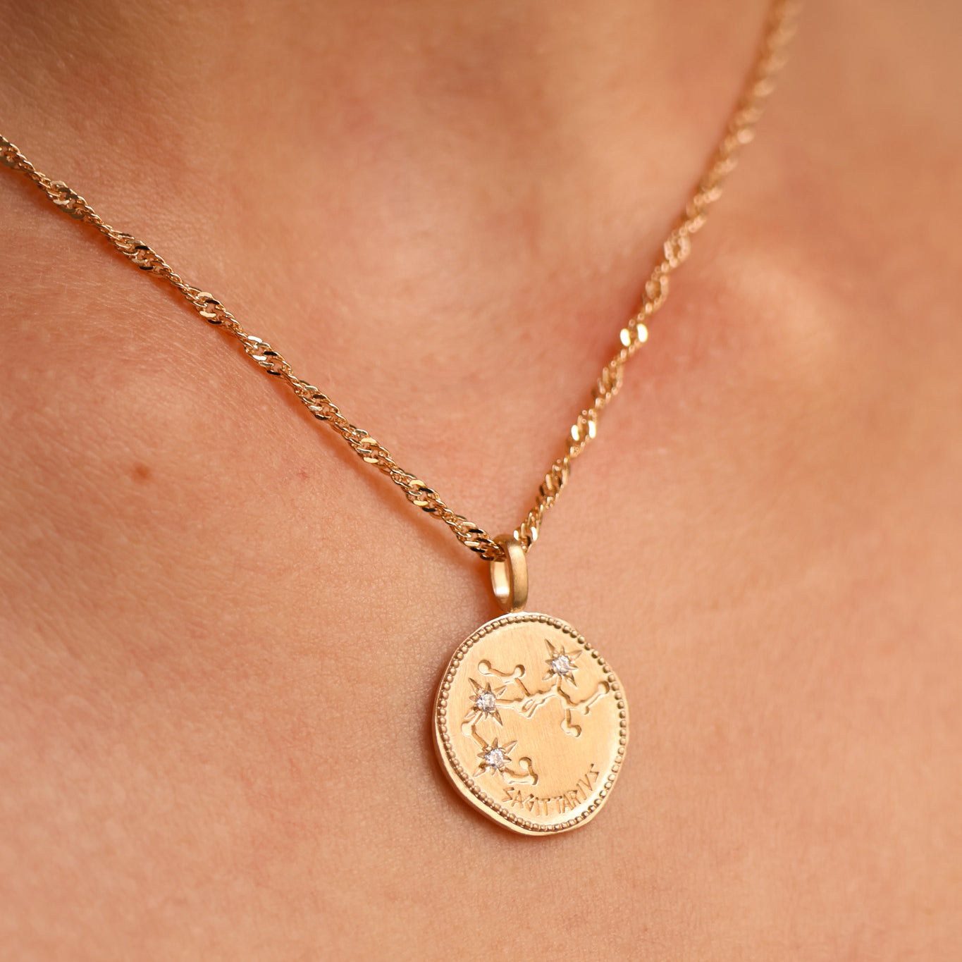 Sagittarius constellation medal pendant gold-plated