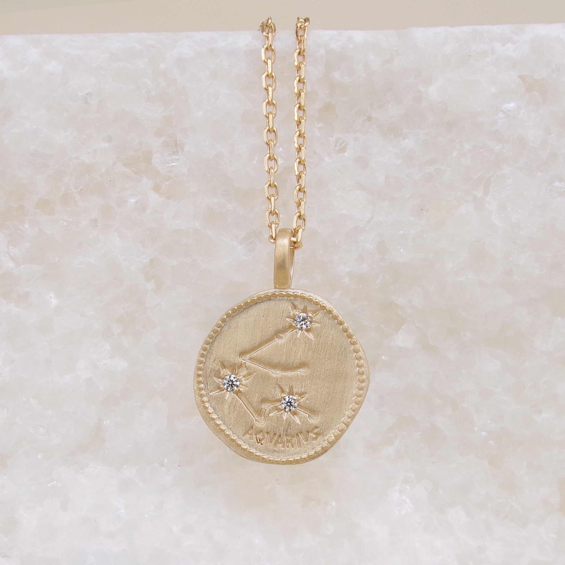 Aquarius constellation medal pendant gold-plated