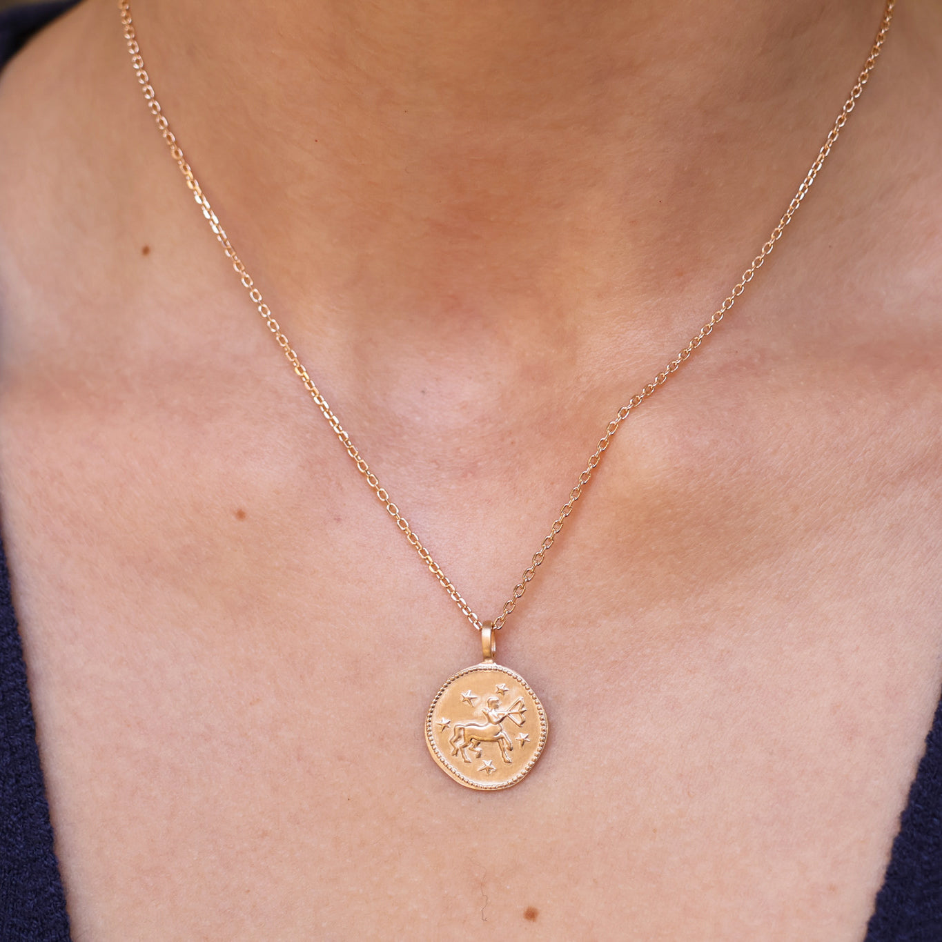 Sagittarius astro medal pendant to engrave gold-plated
