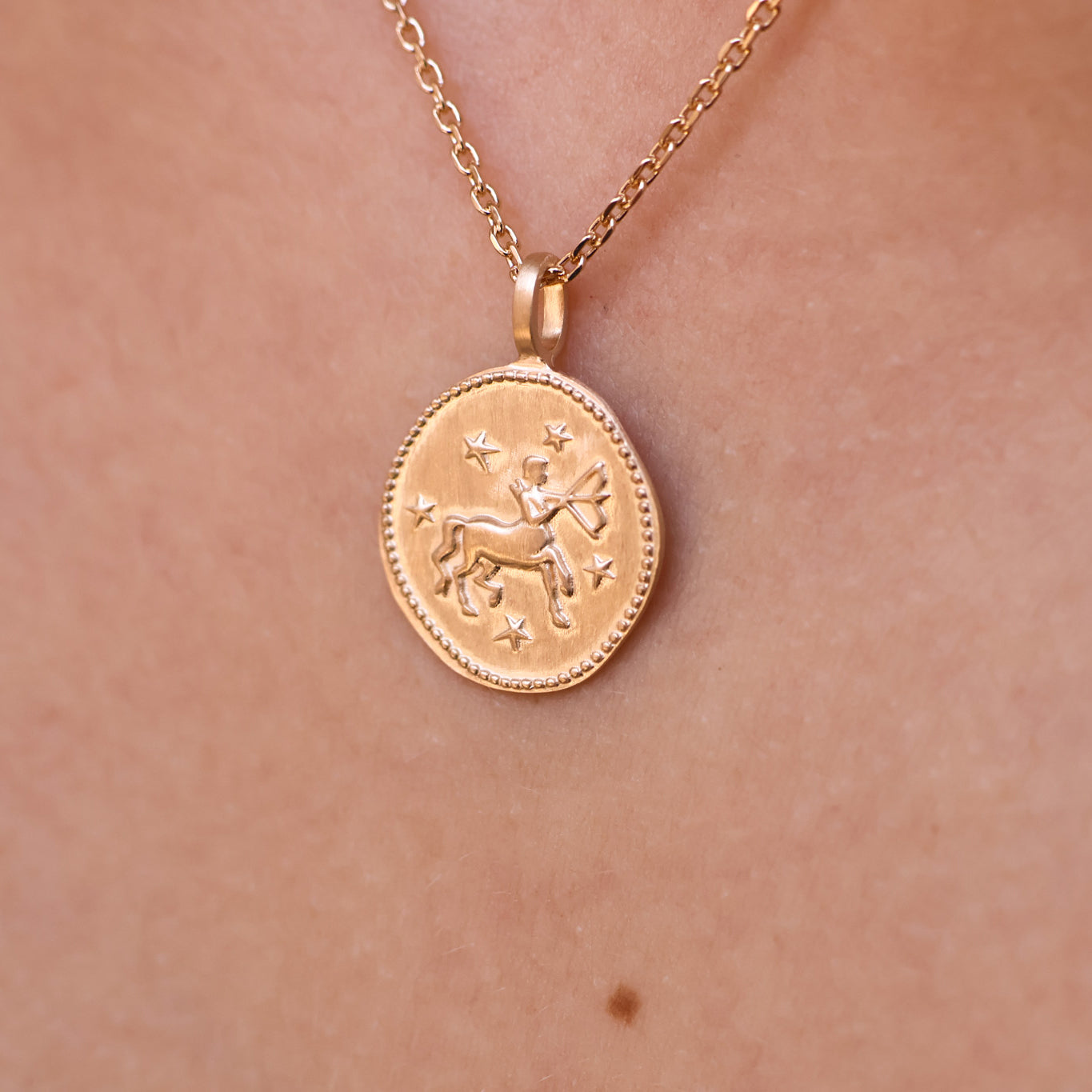 Sagittarius astro medal pendant to engrave gold-plated