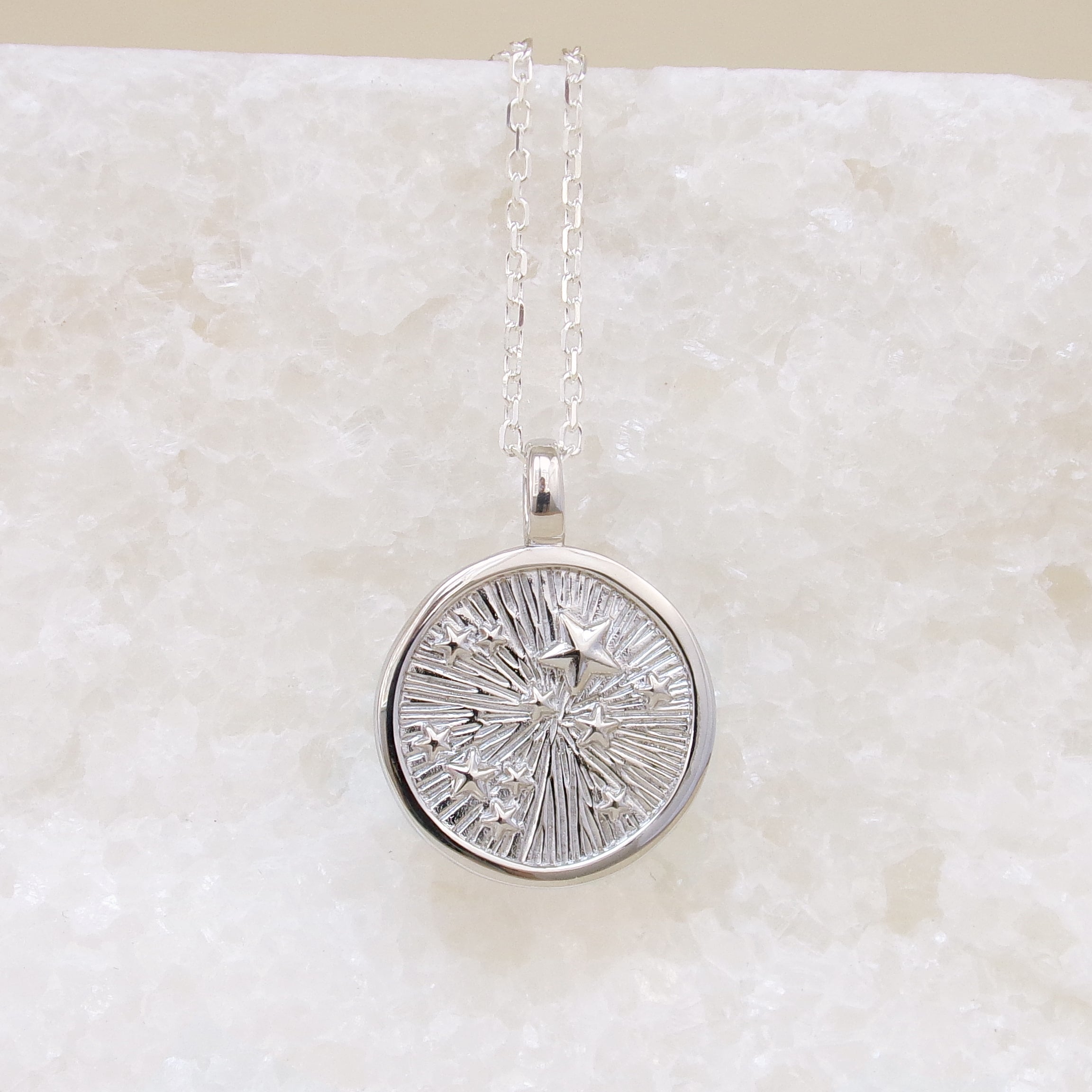 Silver starry sky medal pendant to engrave