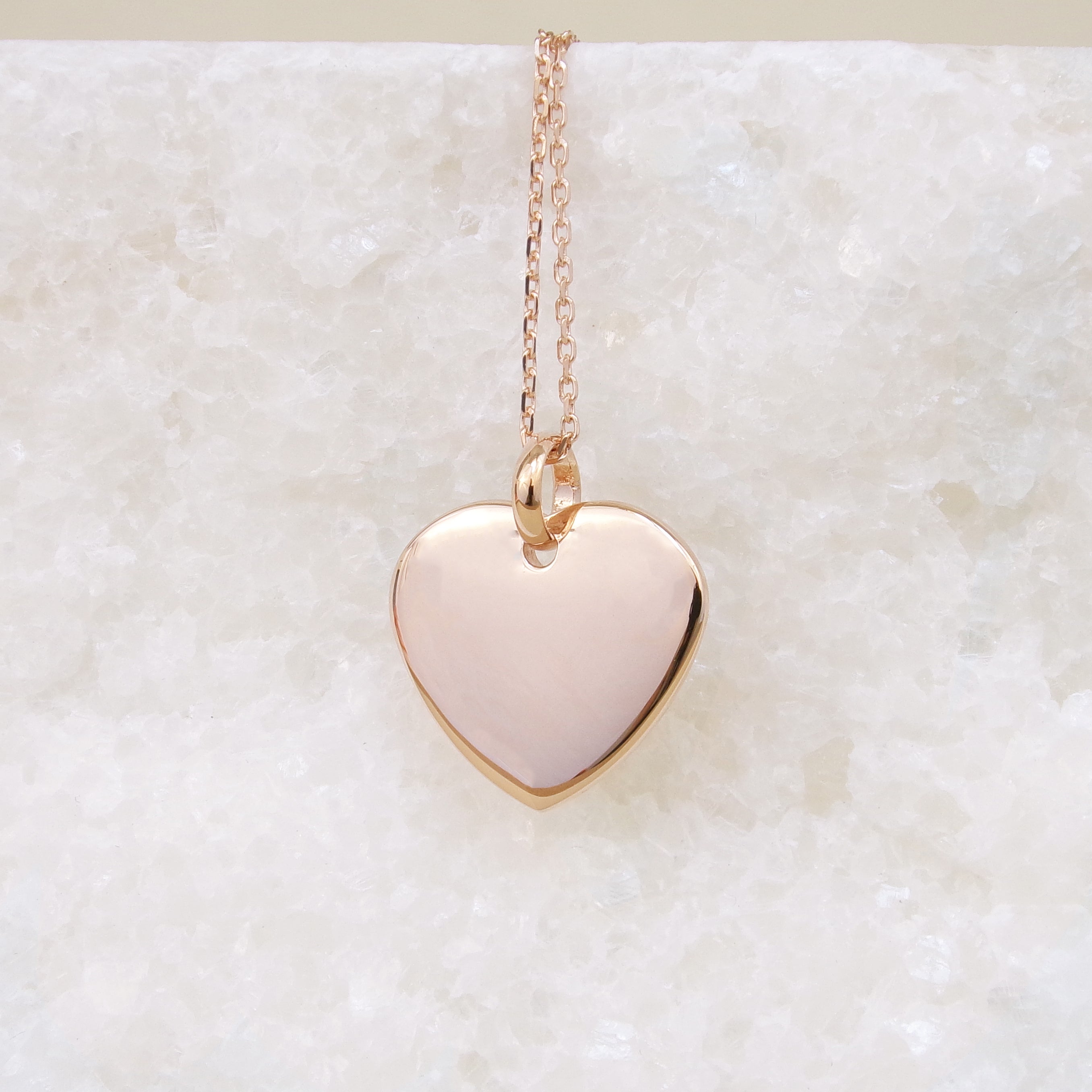 Rose gold plated domed heart pendant to engrave