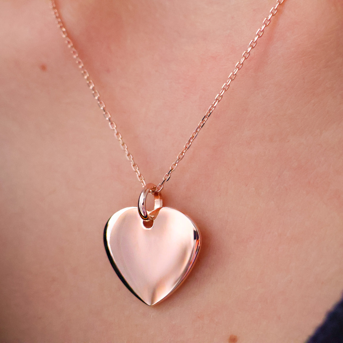 Rose gold plated domed heart pendant to engrave