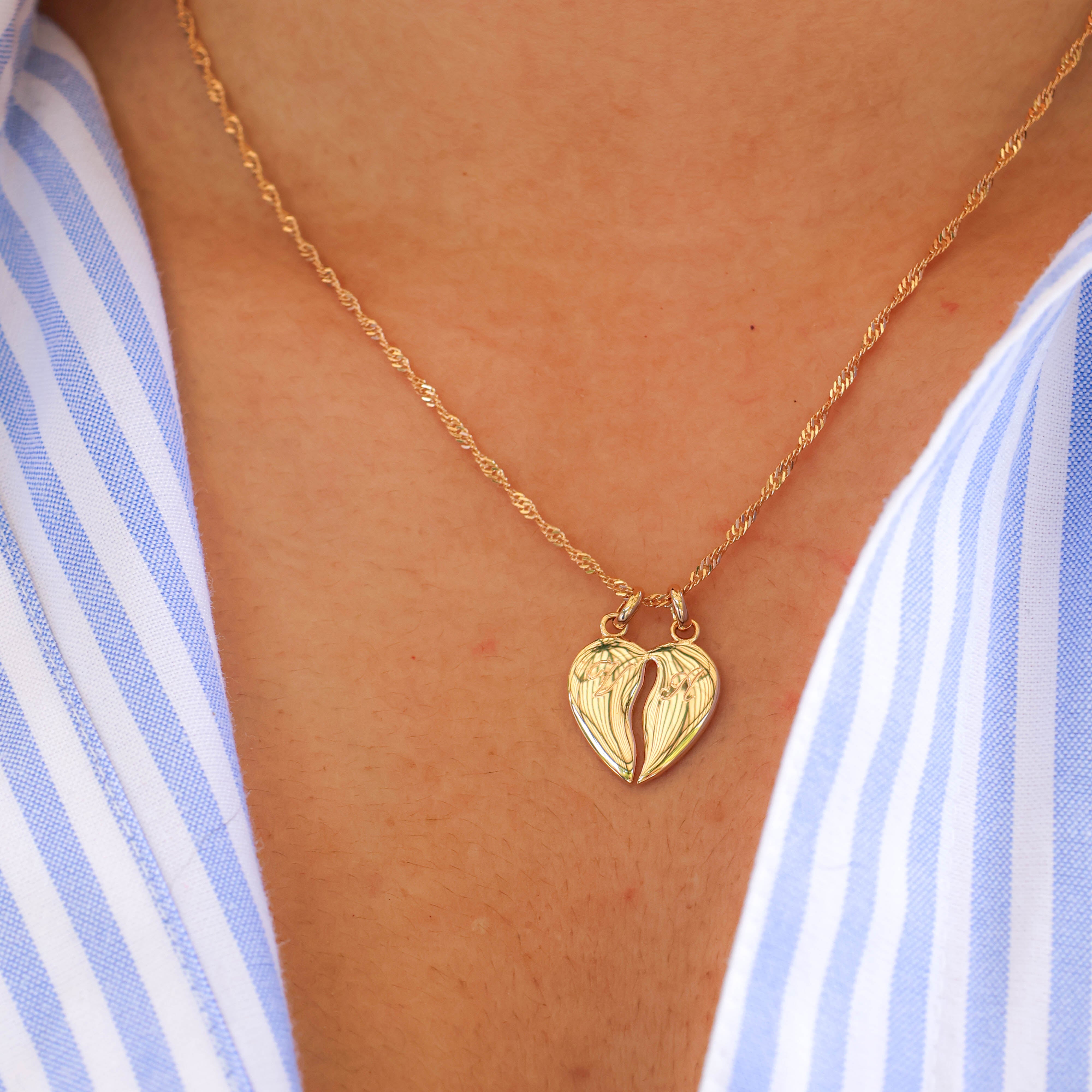 Heart pendant to share gold plated to engrave