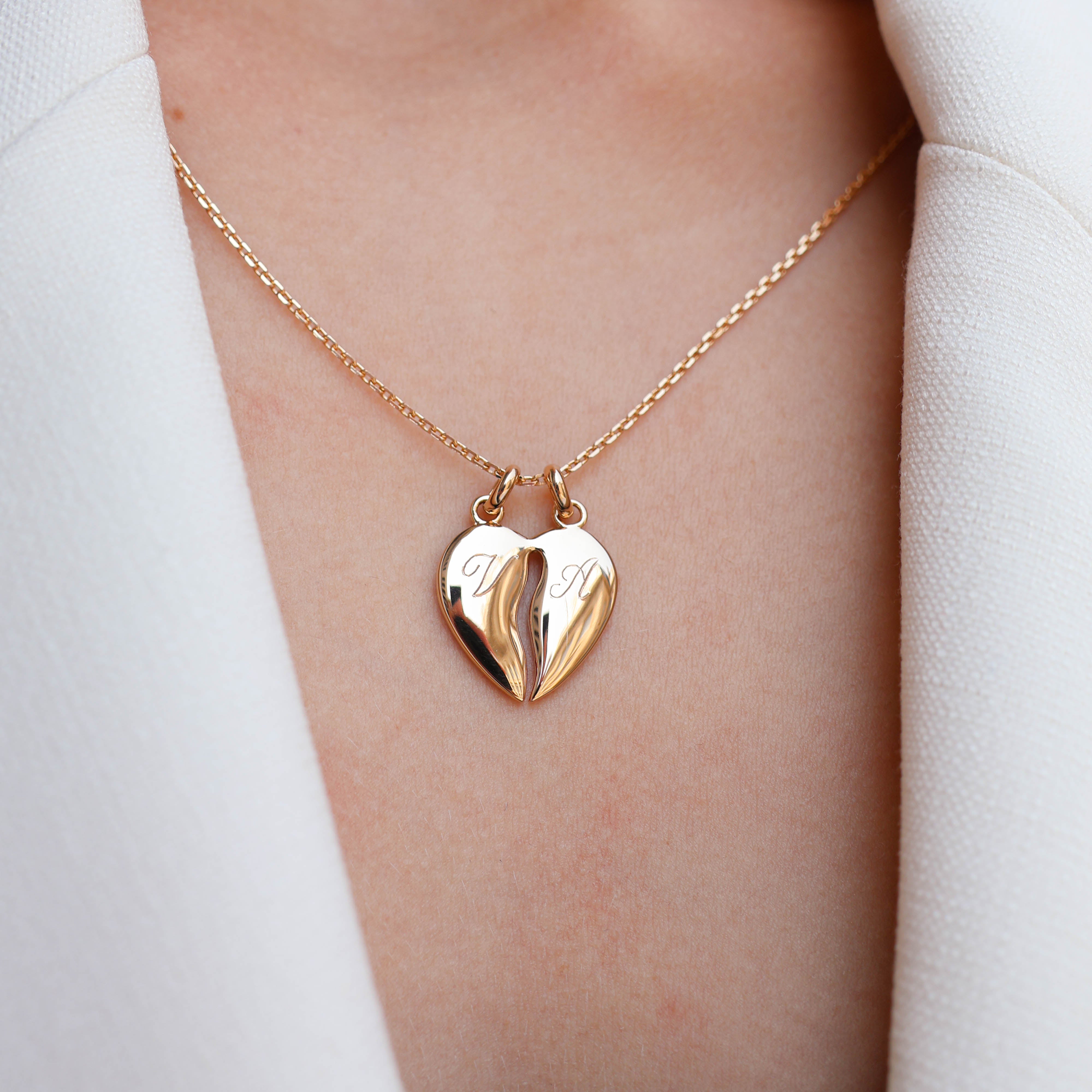 Heart pendant to share gold plated to engrave