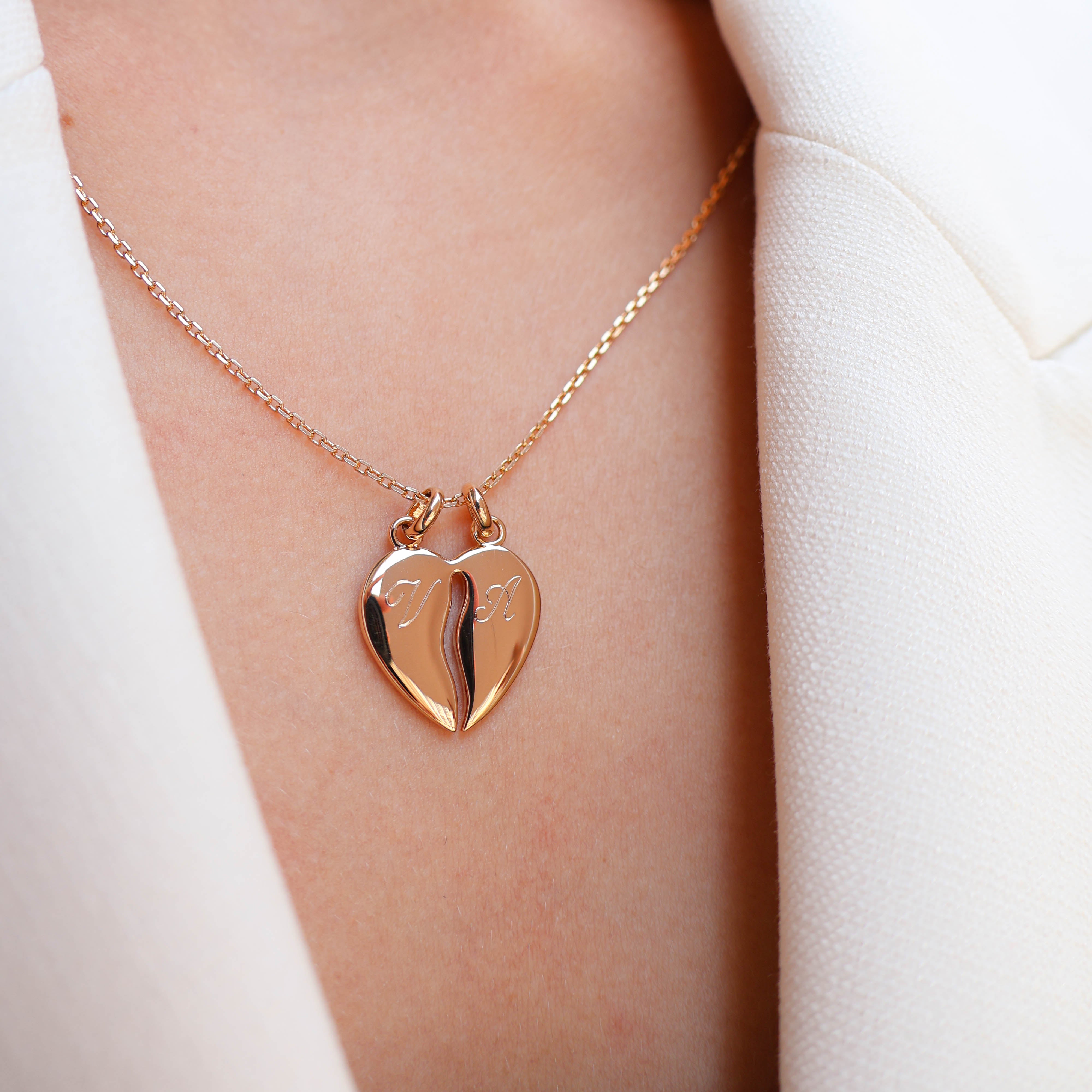 Heart pendant to share gold plated to engrave