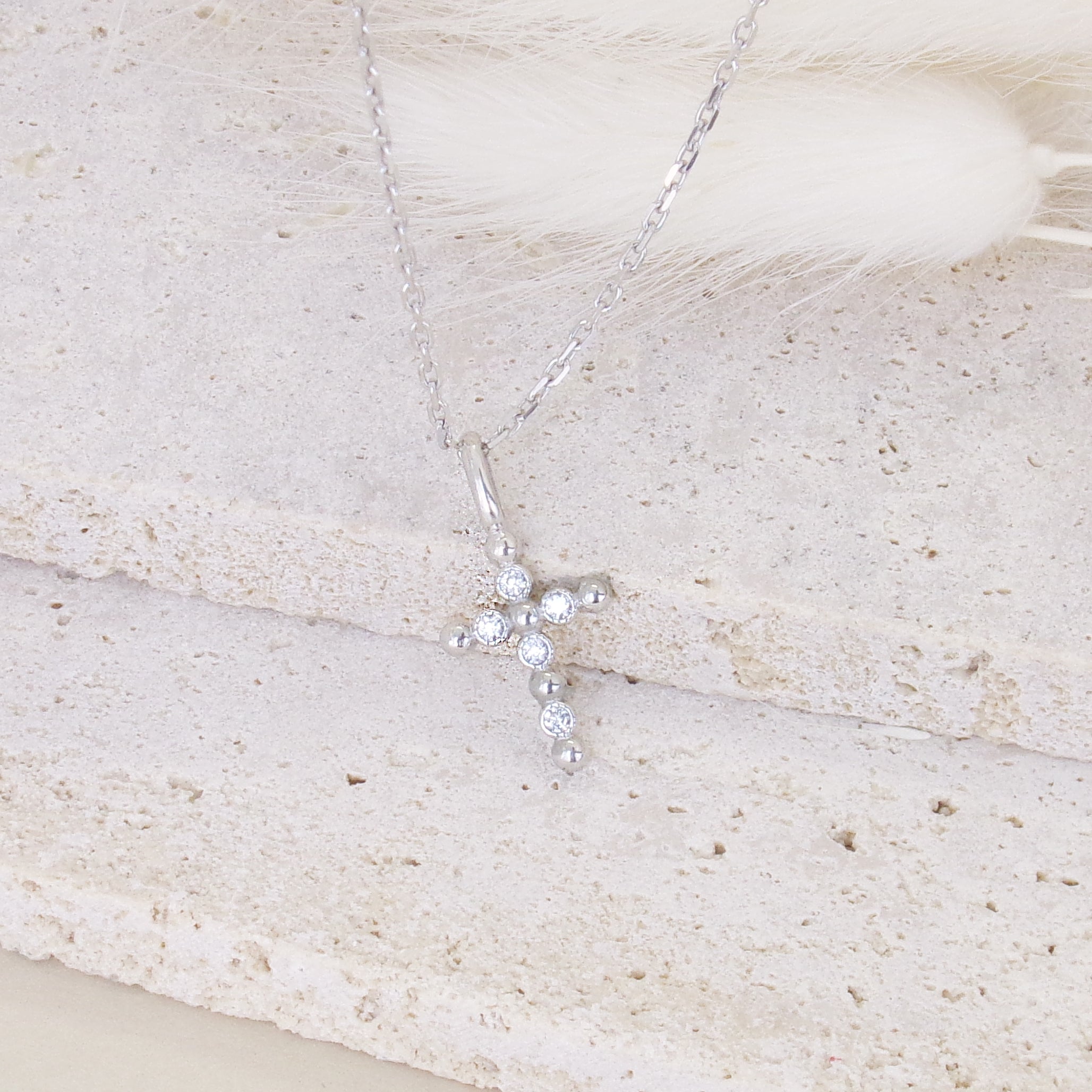 Sparkling Cross pendant with zircons sterling silver