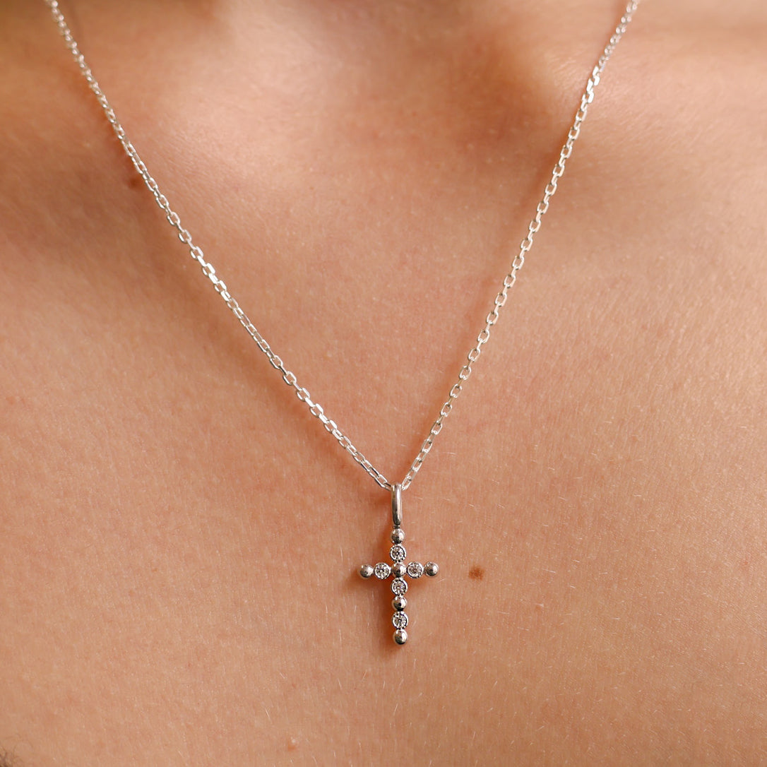 Sparkling Cross pendant with zircons sterling silver