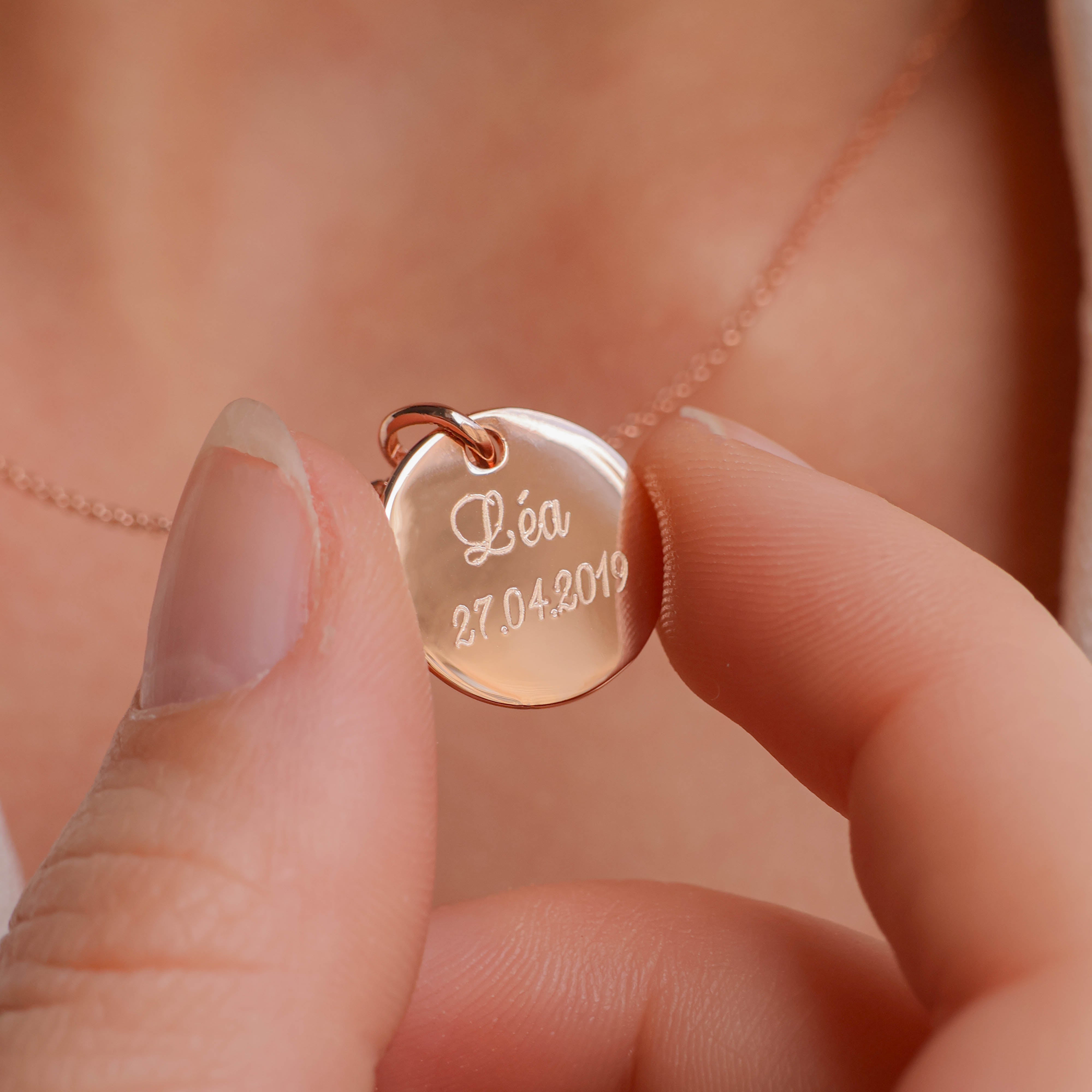 15mm rose gold plated medal pendant to engrave