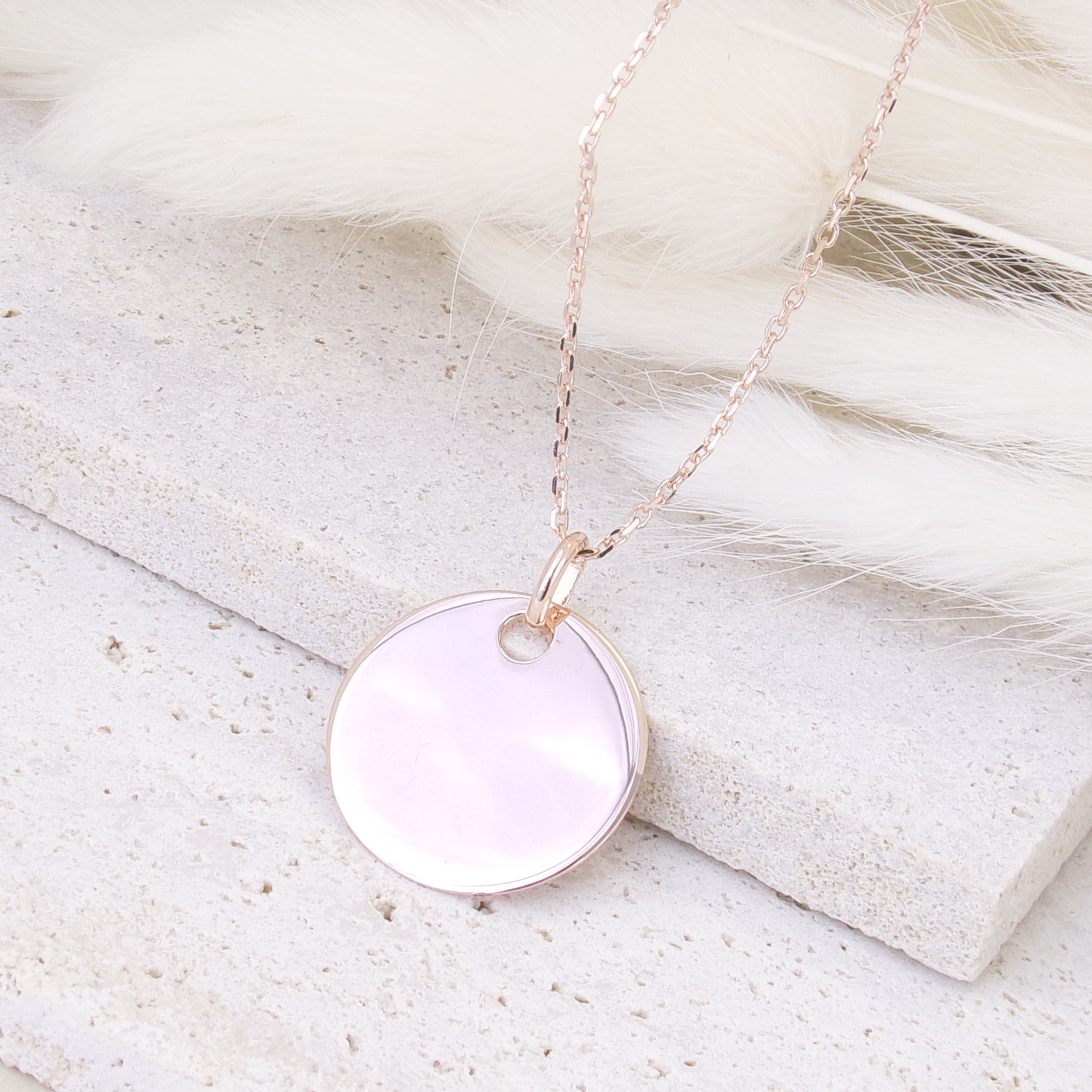 19mm rose gold plated medal pendant to engrave