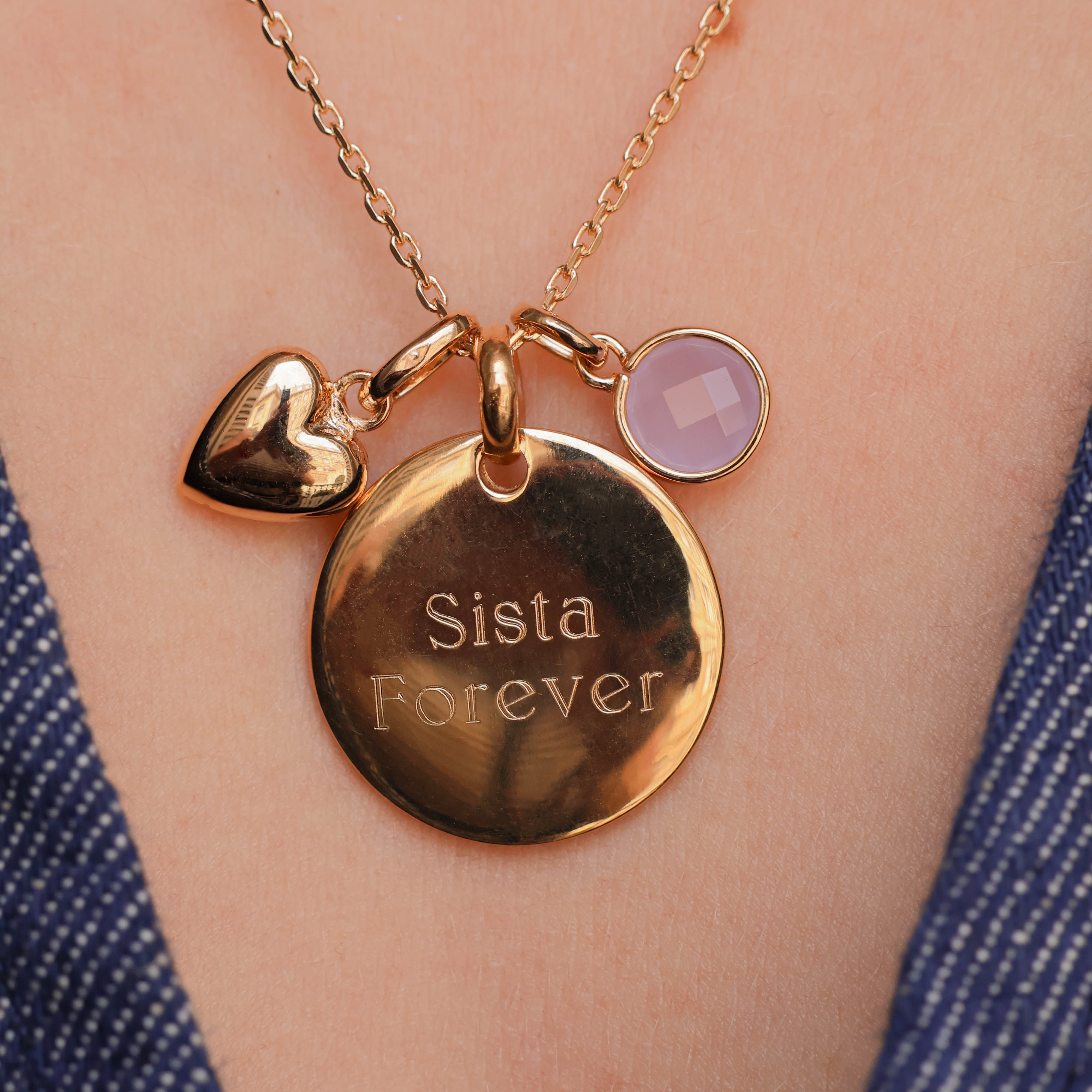 Gold plated 20mm rounded medal pendant to engrave