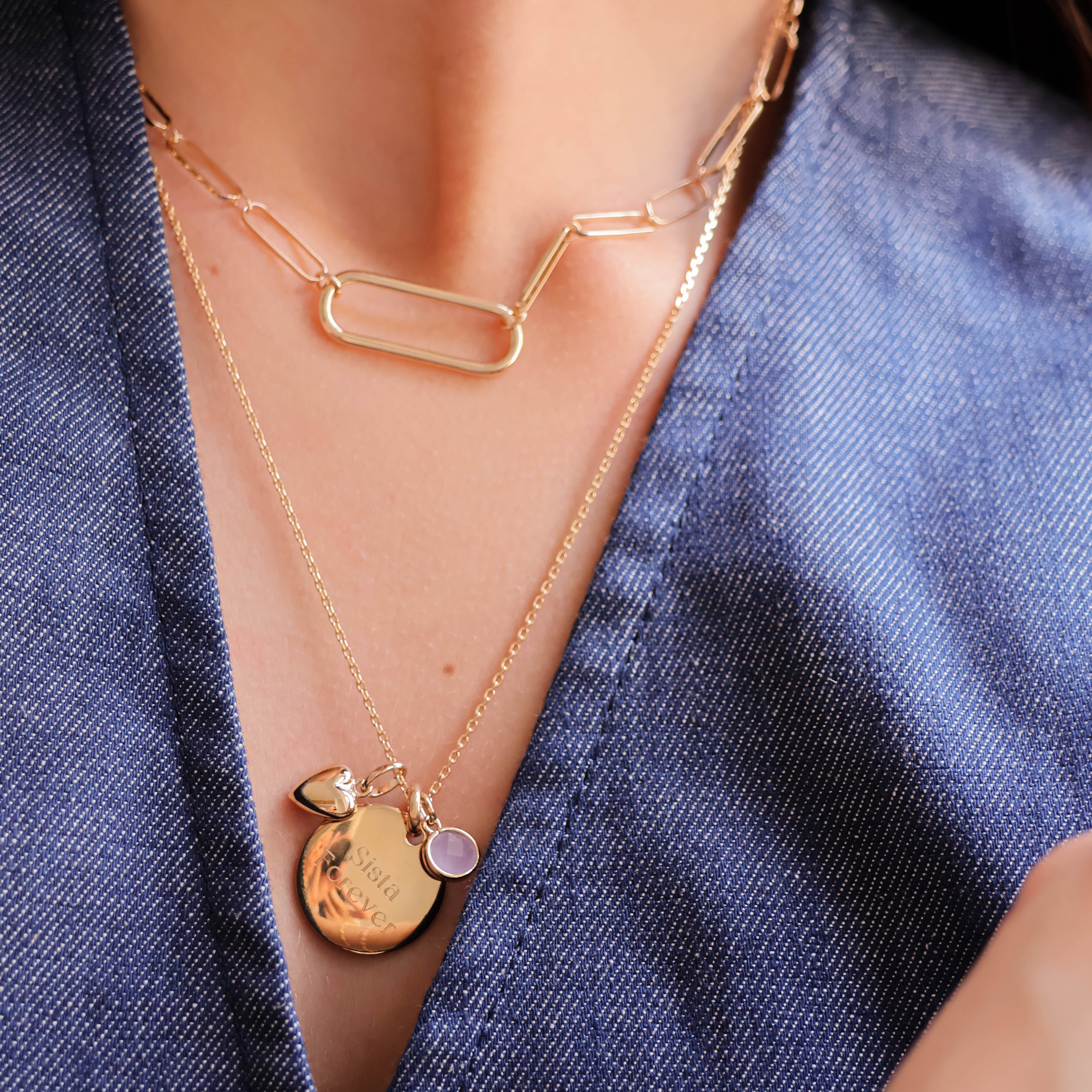 Gold plated 20mm rounded medal pendant to engrave