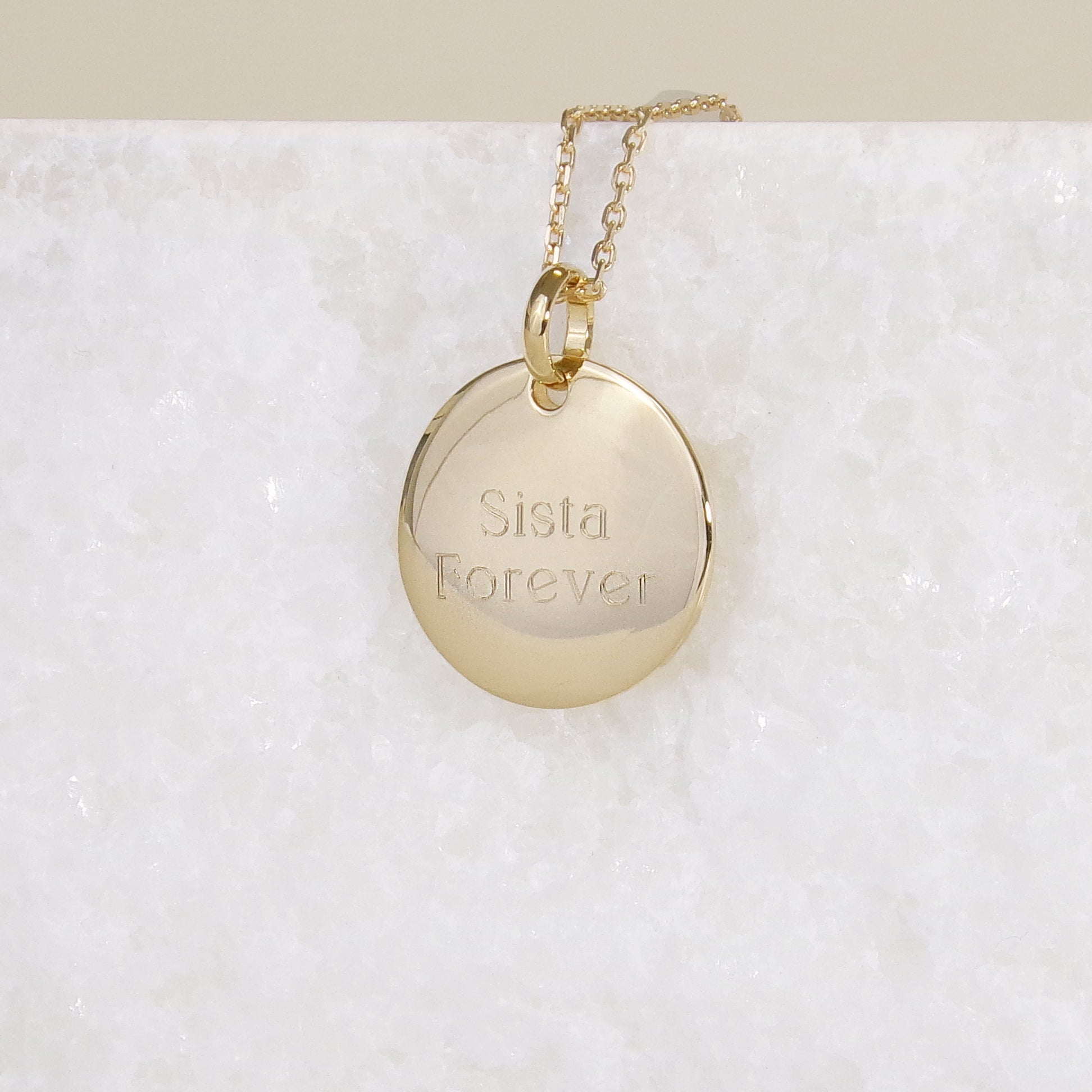Gold plated 20mm rounded medal pendant to engrave