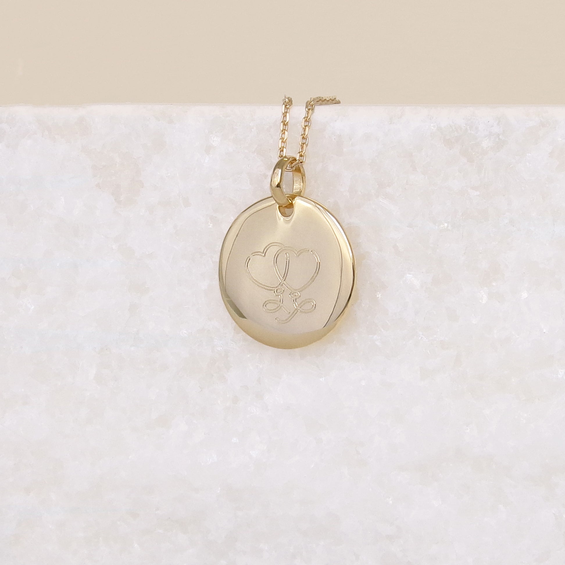 Gold plated 20mm rounded medal pendant to engrave