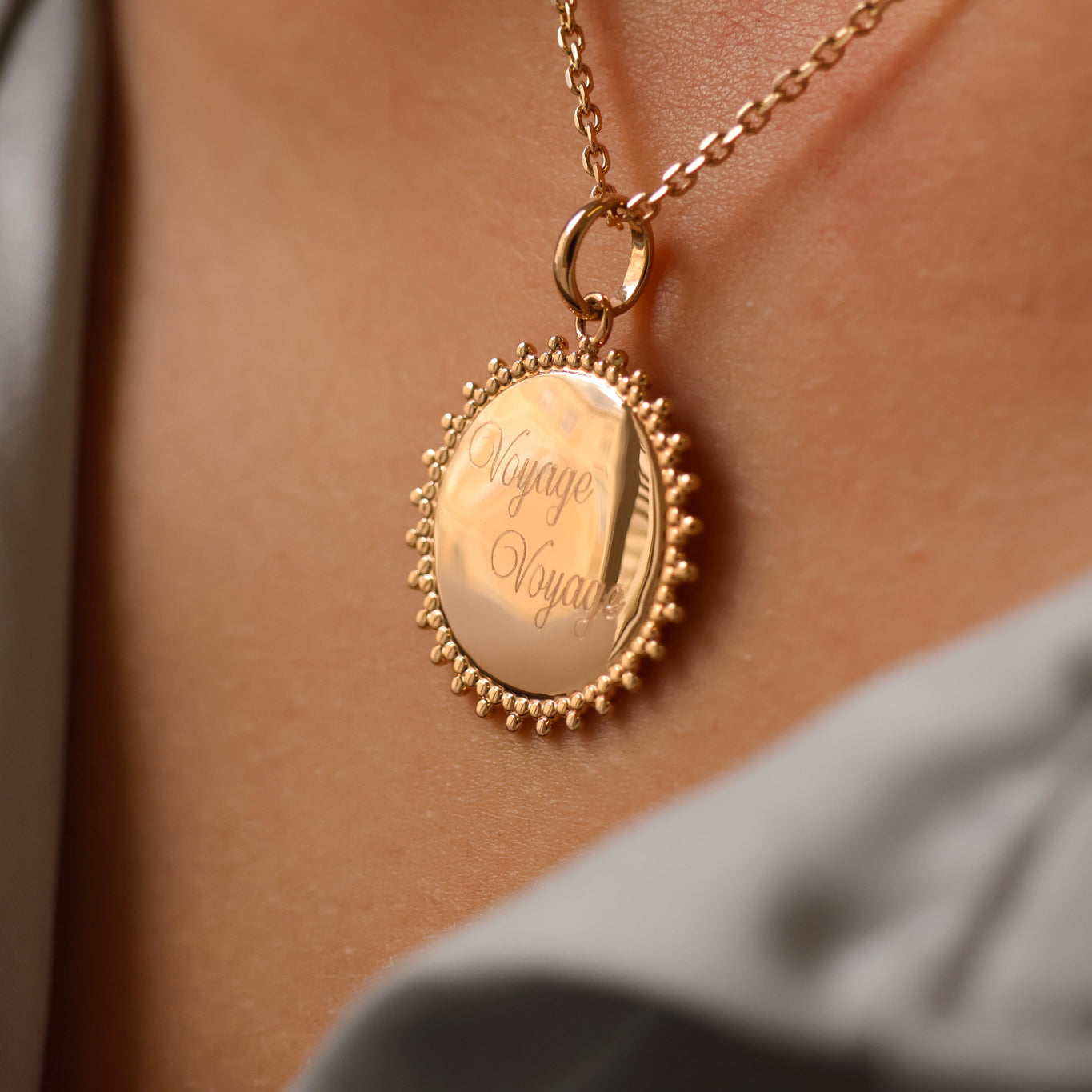 Gold-plated 20mm sun medal pendant to engrave