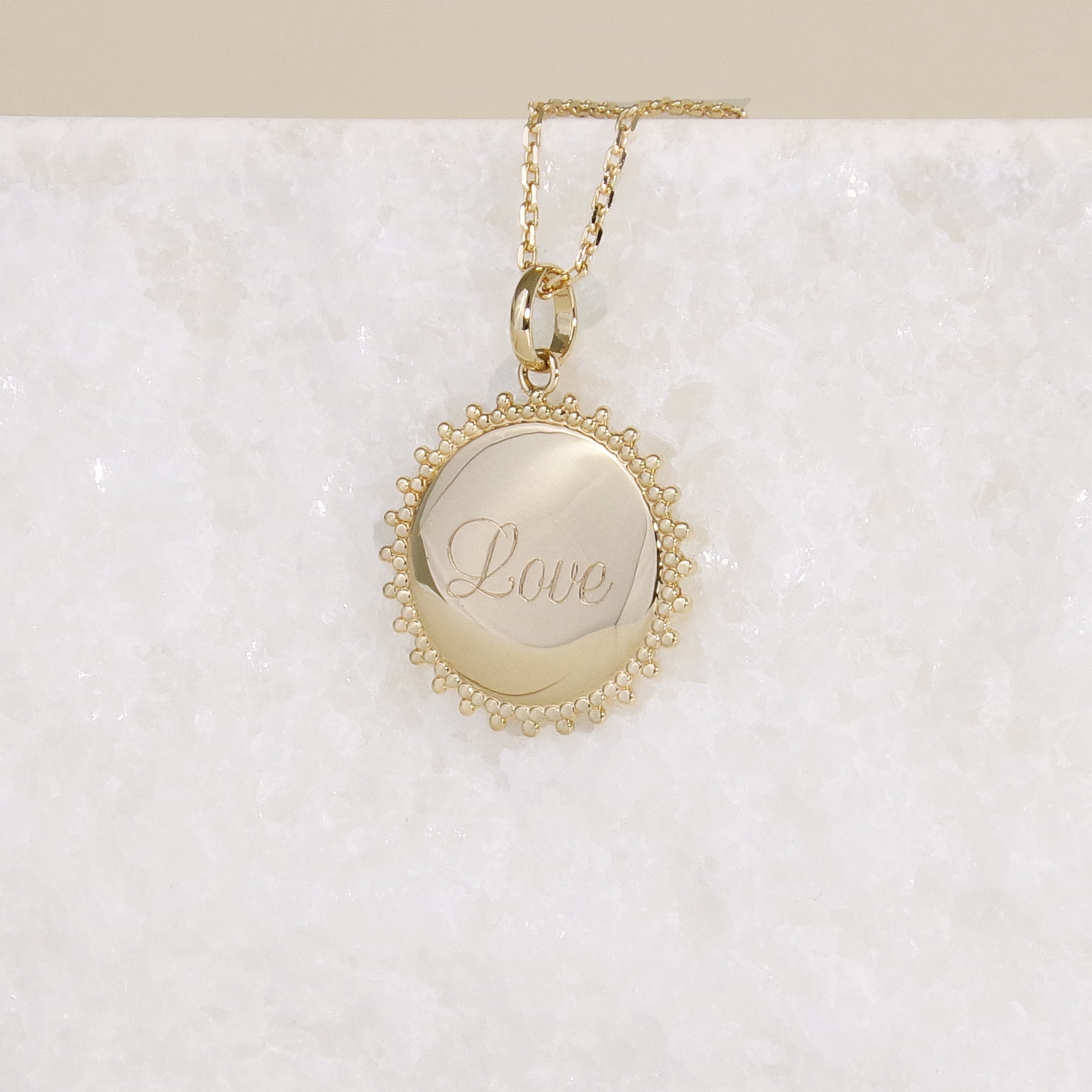 Gold-plated 20mm sun medal pendant to engrave