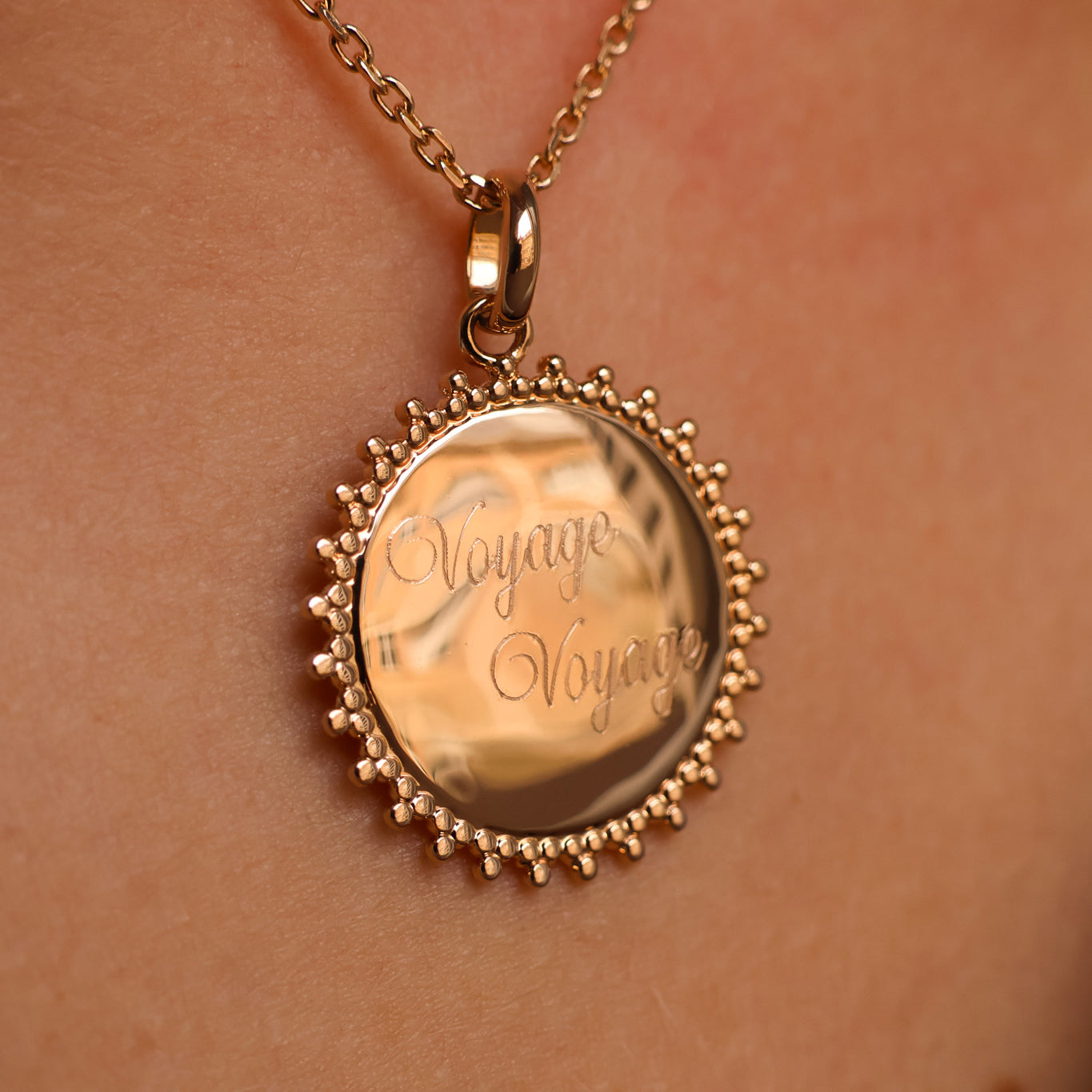 Gold-plated 20mm sun medal pendant to engrave