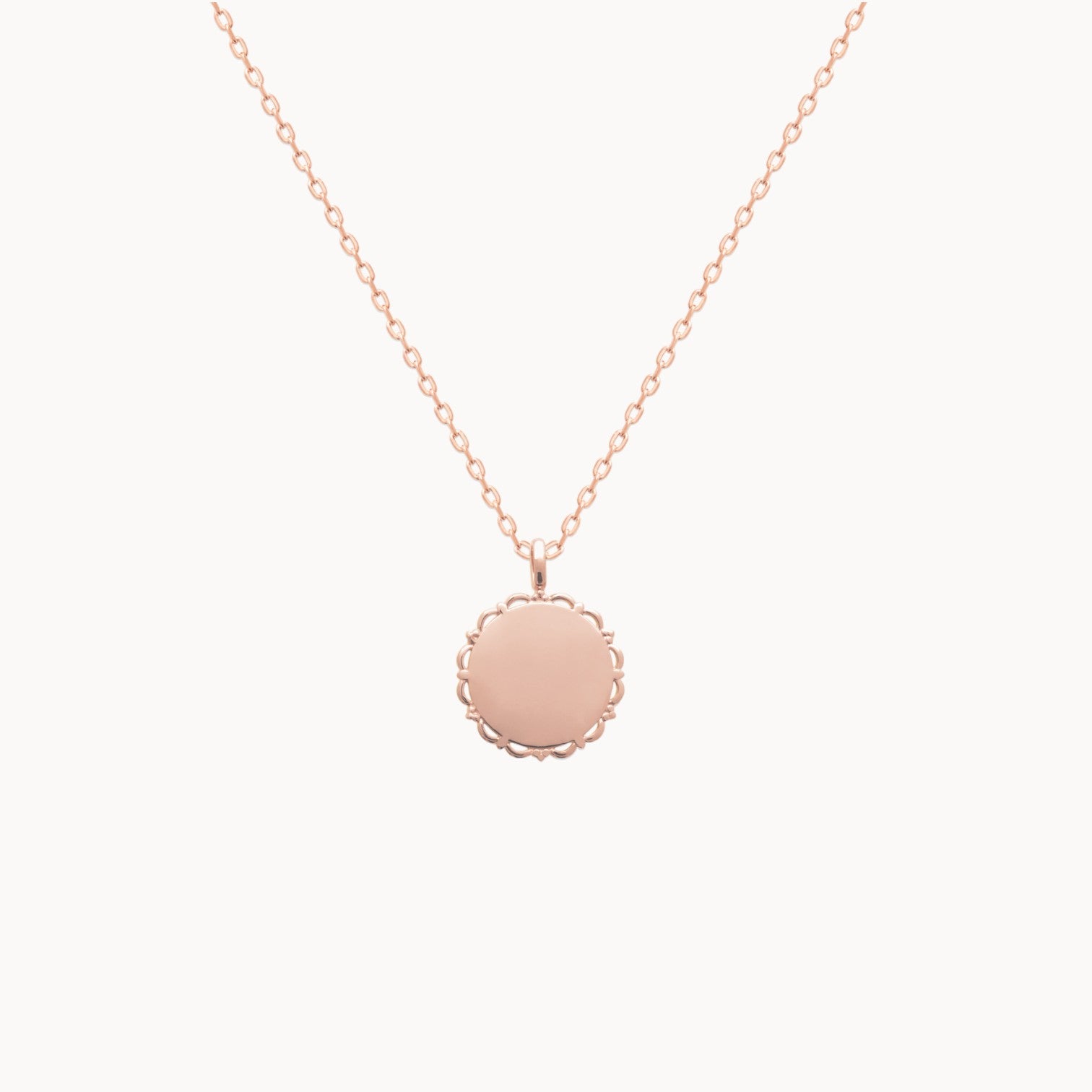 17mm rose gold plated lace medal pendant to engrave
