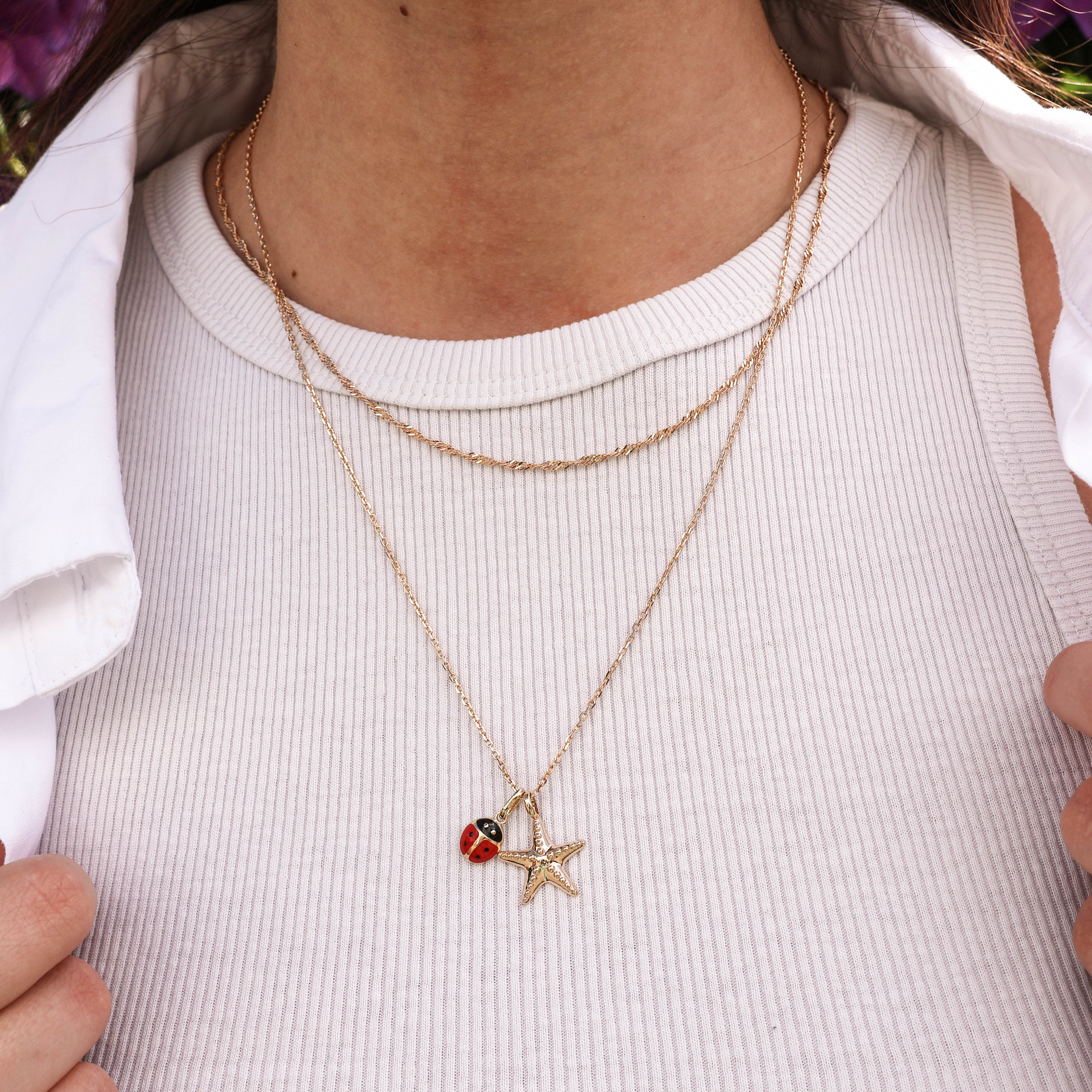 Starfish pendant 15mm gold plated