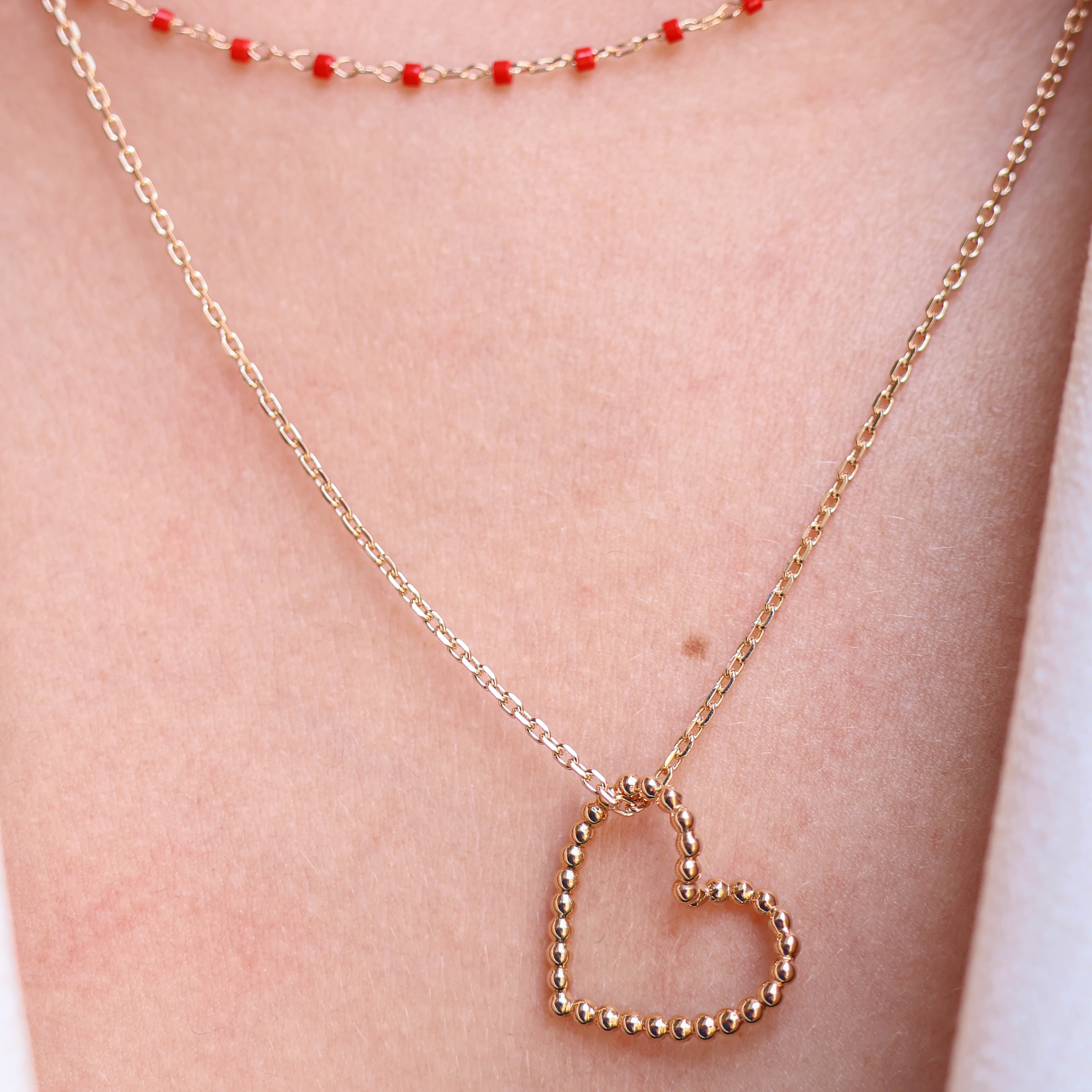 Beaded Heart pendant gold-plated