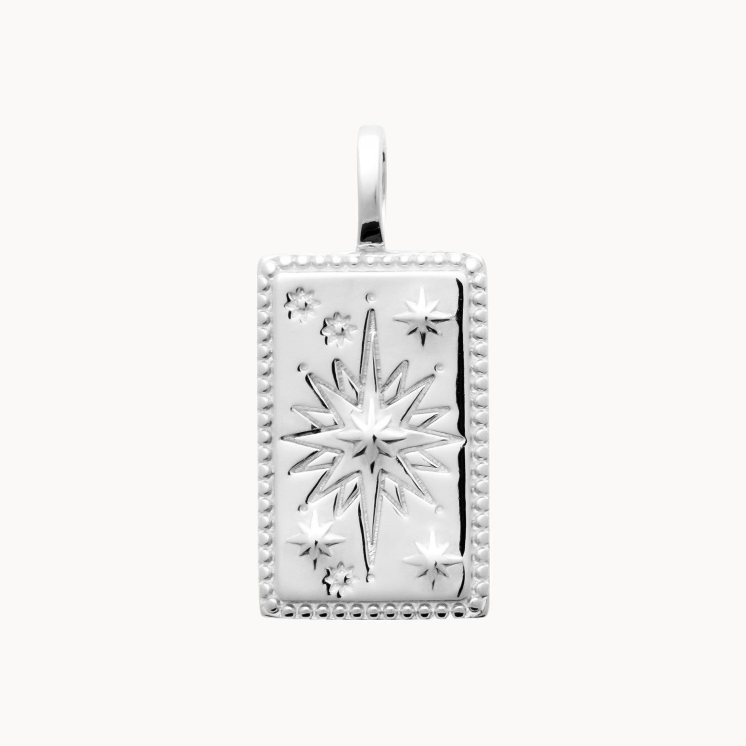 Silver sparkling star tarot pendant to engrave