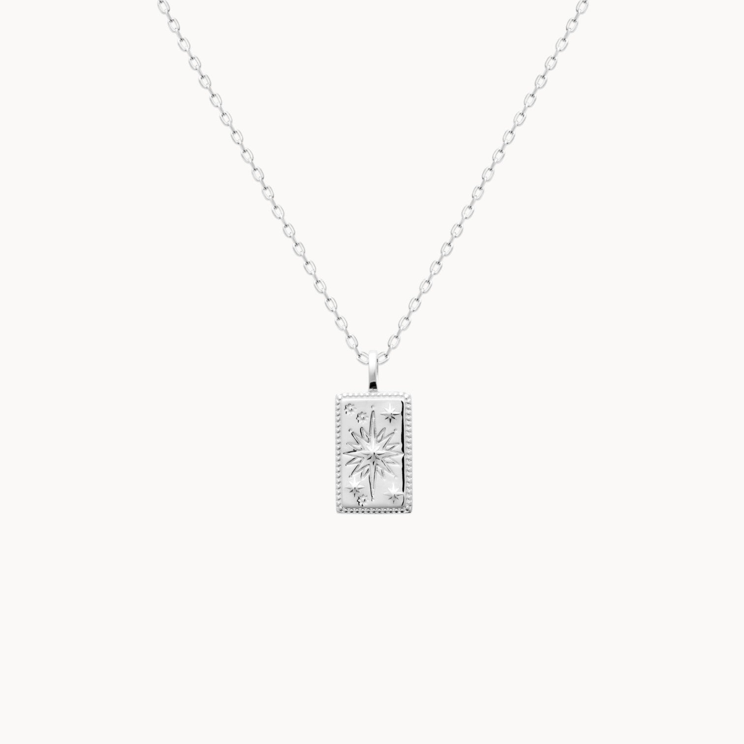 Silver sparkling star tarot pendant to engrave