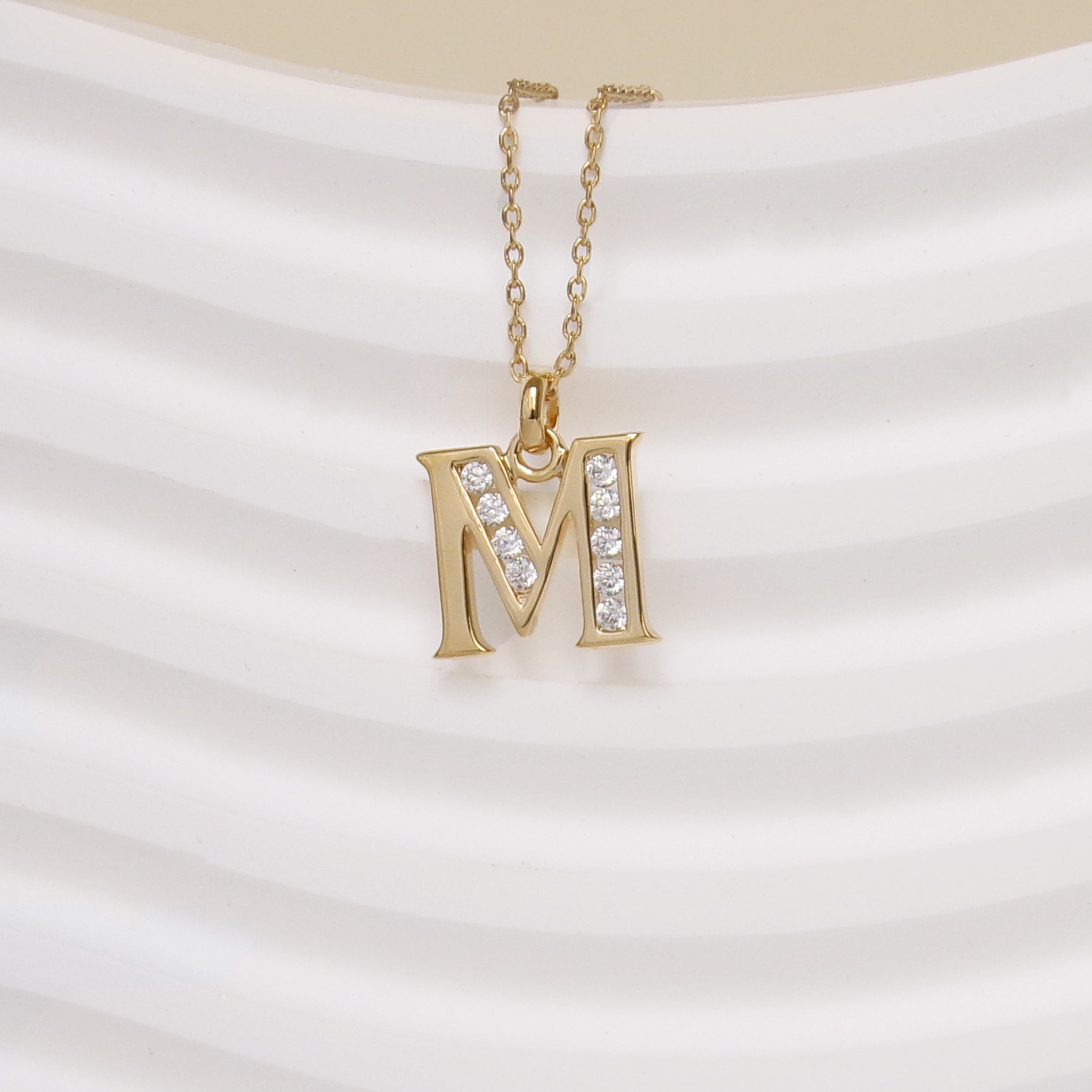 Gold-plated oxide Alphabet pendant