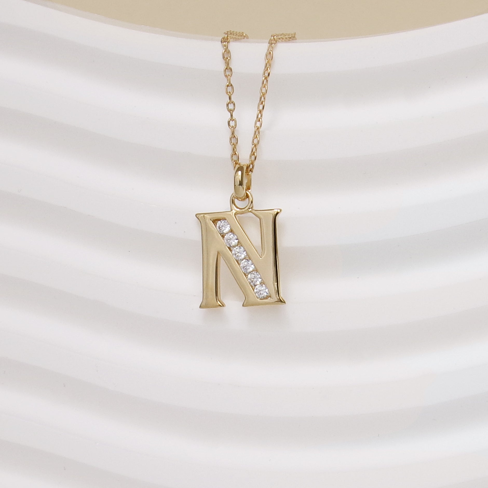 Gold-plated oxide Alphabet pendant
