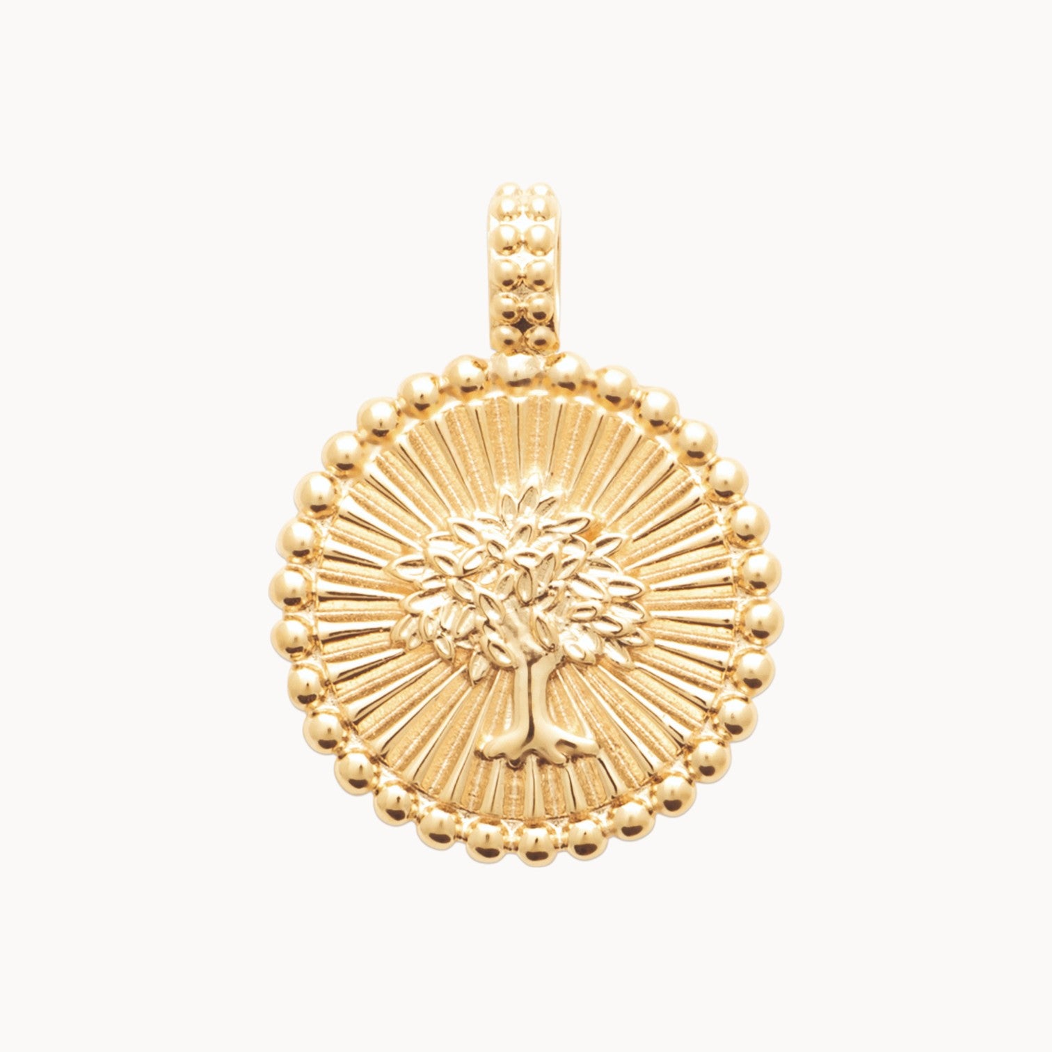 Gold-plated solar tree of life medal pendant to engrave