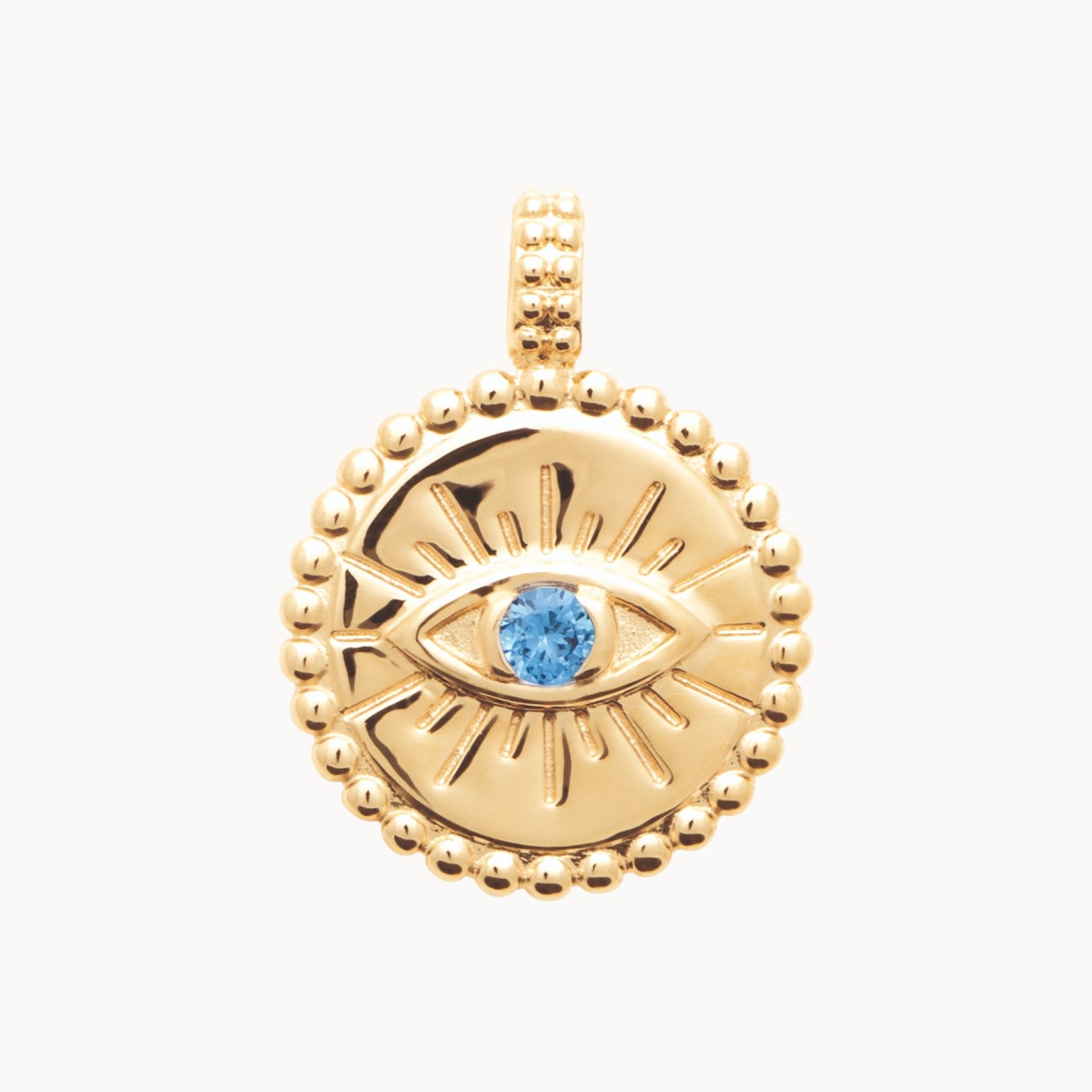Gold-plated blue oxide protective eye medal pendant to engrave