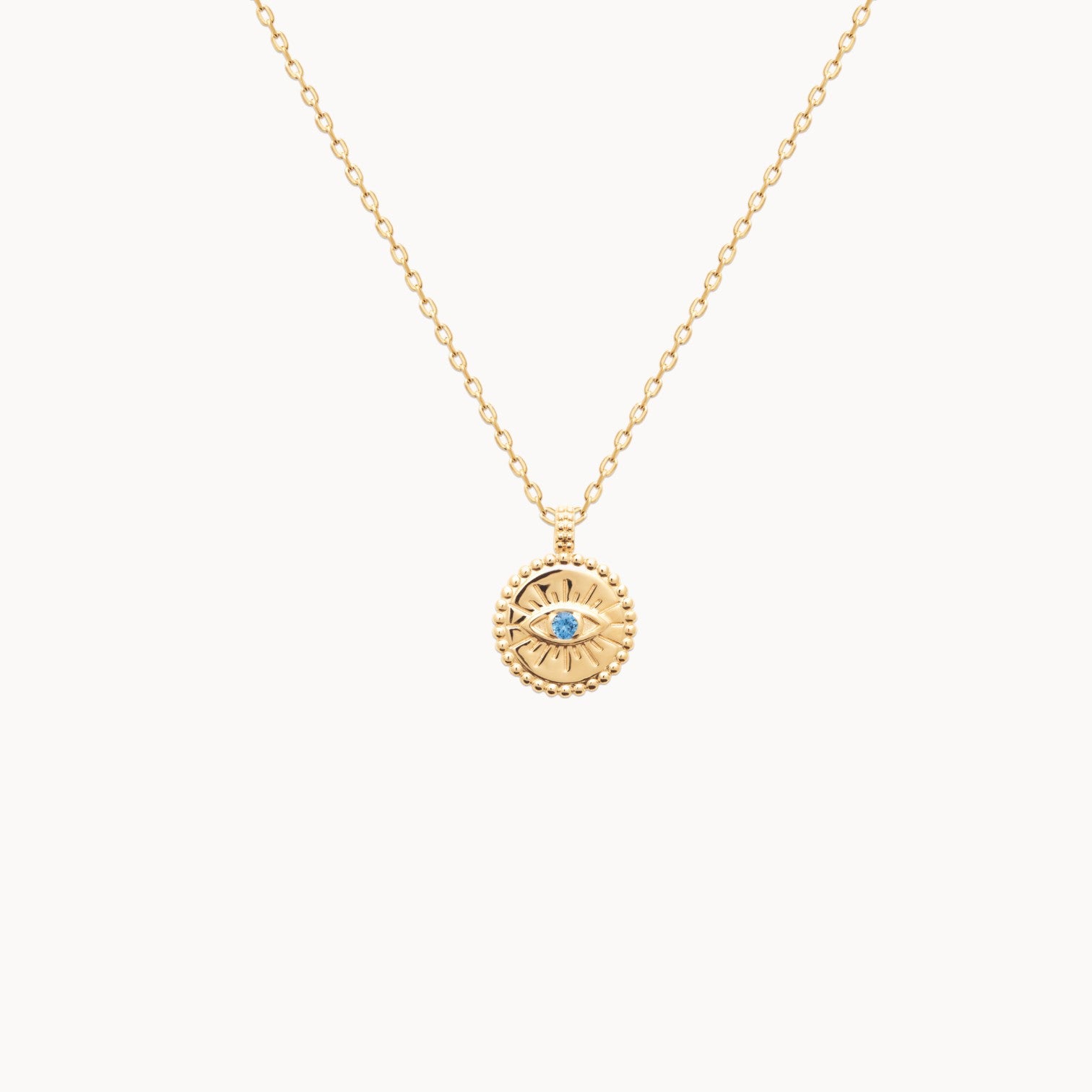 Gold-plated blue oxide protective eye medal pendant to engrave