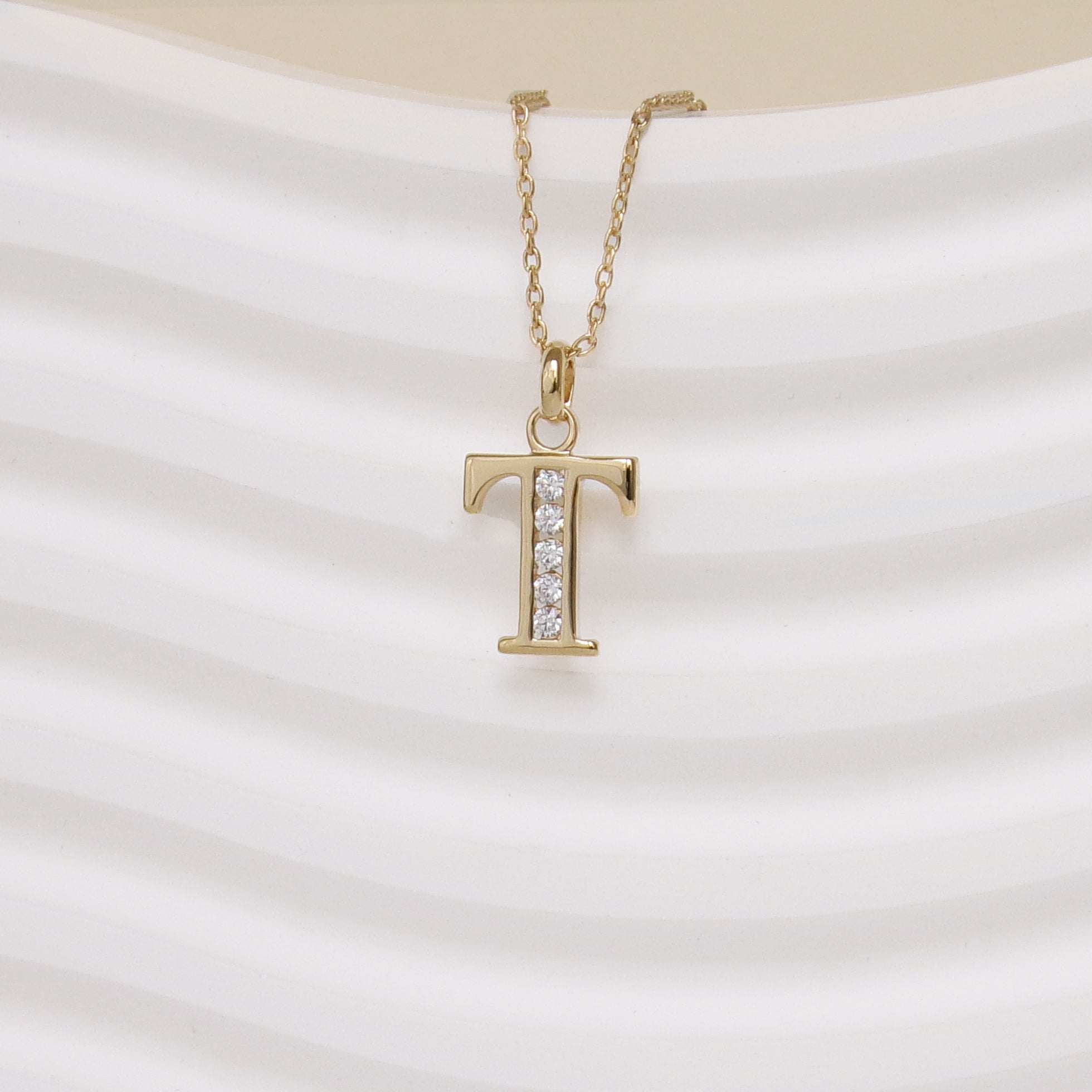 Gold-plated oxide Alphabet pendant
